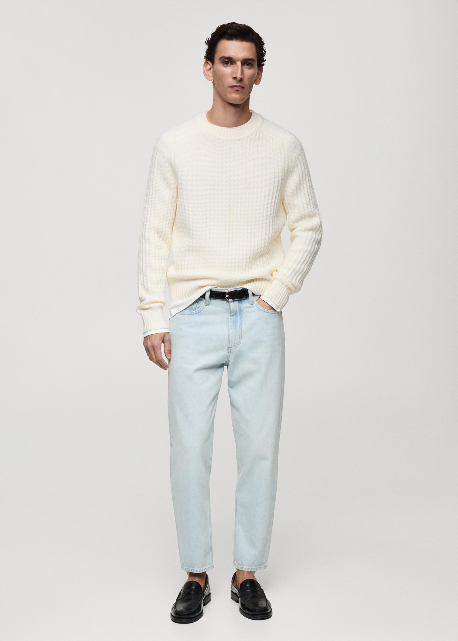Wool-blend rib-knit sweater - Men | MANGO USA Product Image
