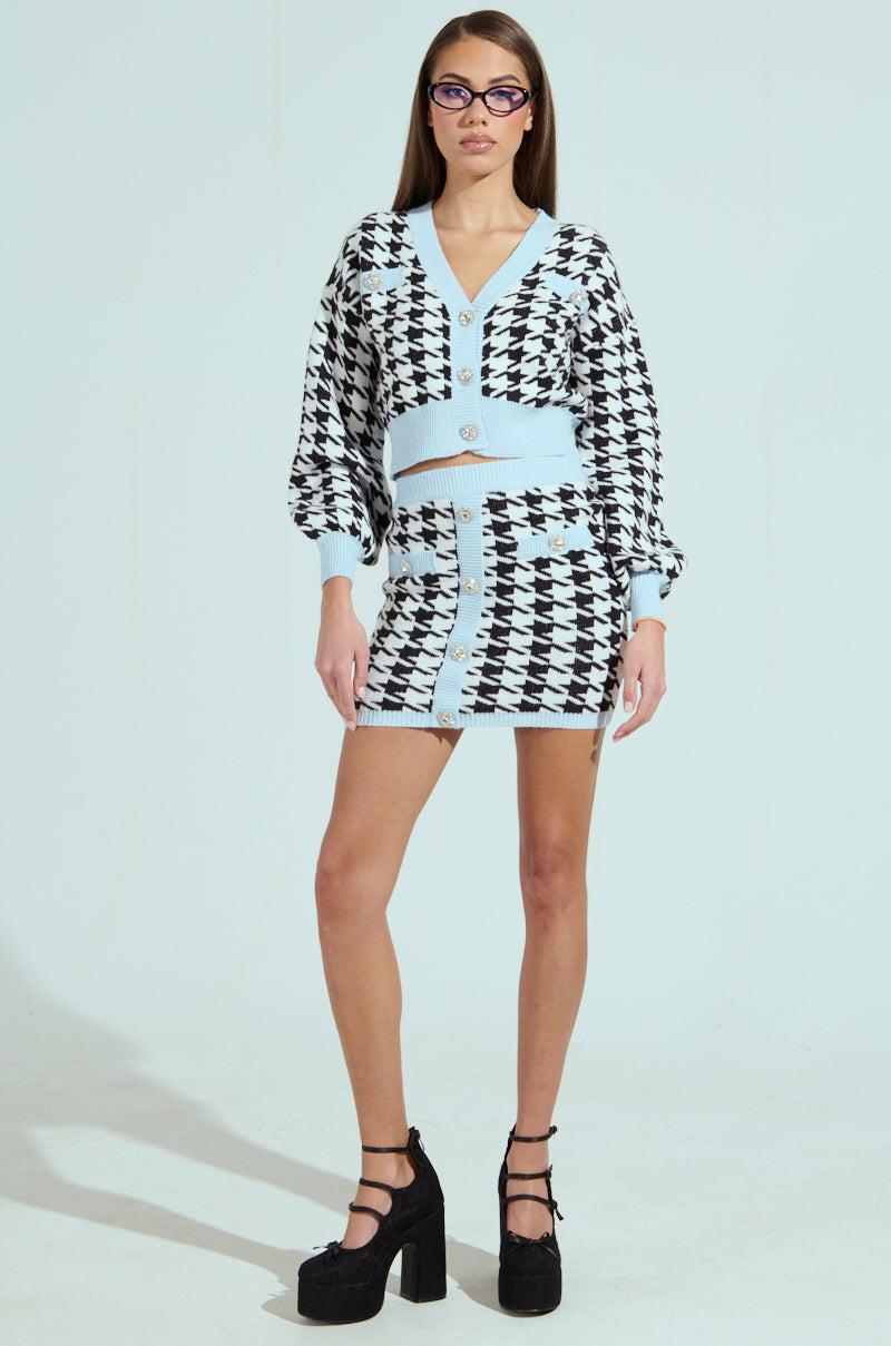 PRETTY AND POSH HOUNDSTOOTH CARDIGAN Product Image