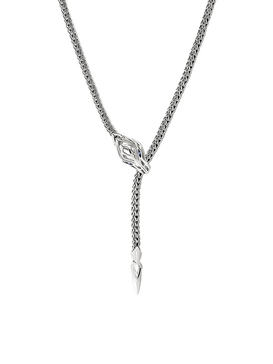 Womens Naga Dragon Sterling Silver, Blue Sapphire & 0.9 TCW Diamond Y Necklace Product Image