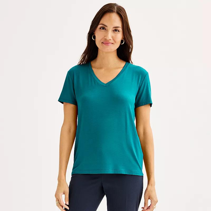 Women's Nine West Essential V-Neck T-Shirt, Size: Small, Moroccan Blue Product Image