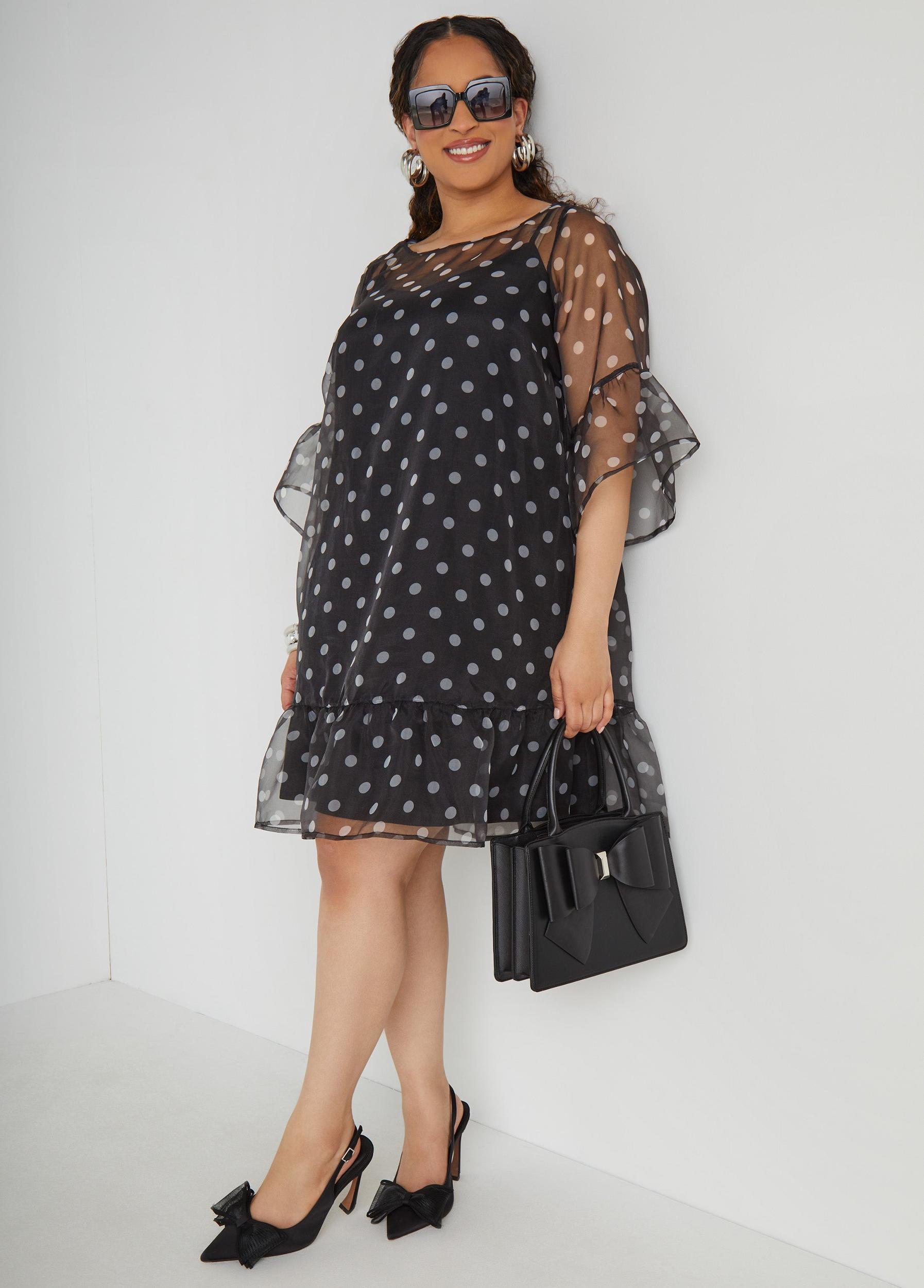 Flounced Polka Dot Dress Product Image