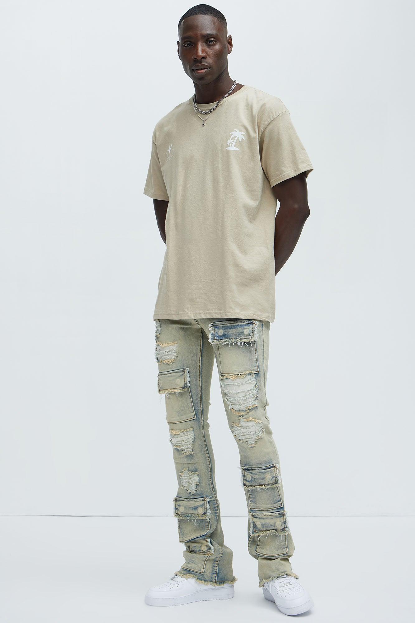 Get Started Cargo Stacked Skinny Flare Jeans - Medium Wash Product Image