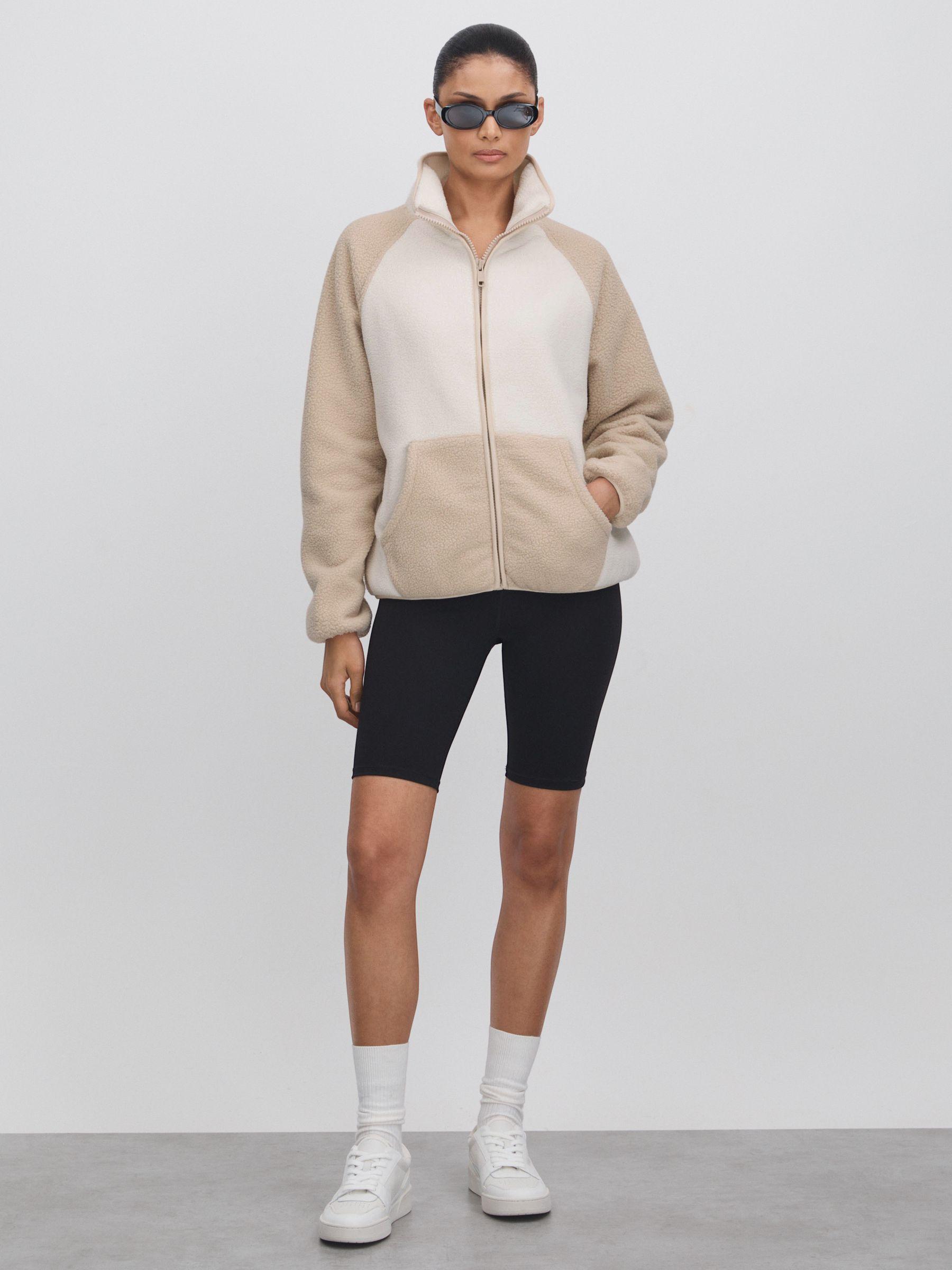 Fleece Funnel Neck Jacket in Natural Product Image