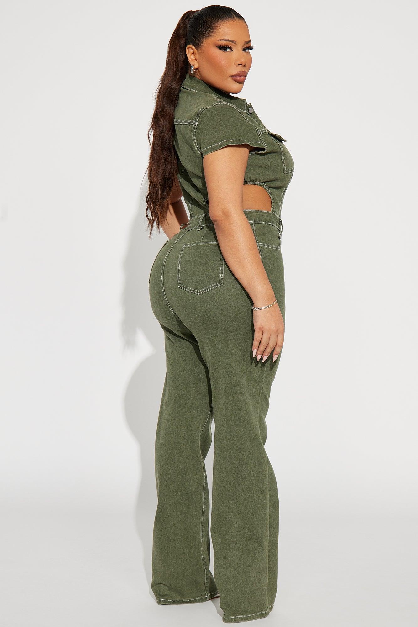 Kamaria Denim Jumpsuit - Olive Product Image