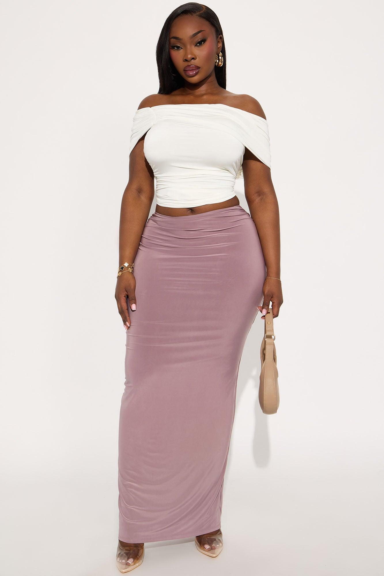 Alessandra Ruched Bodycon Maxi Skirt - Mauve Female Product Image