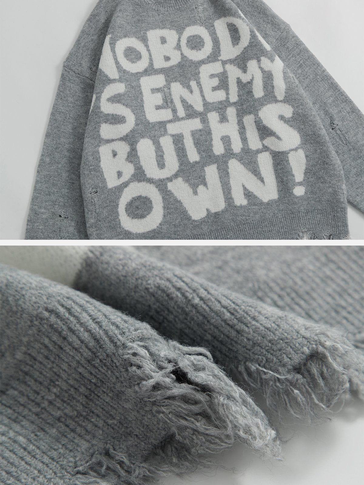 Aelfric Eden Letters Ripped Hole Sweater Product Image