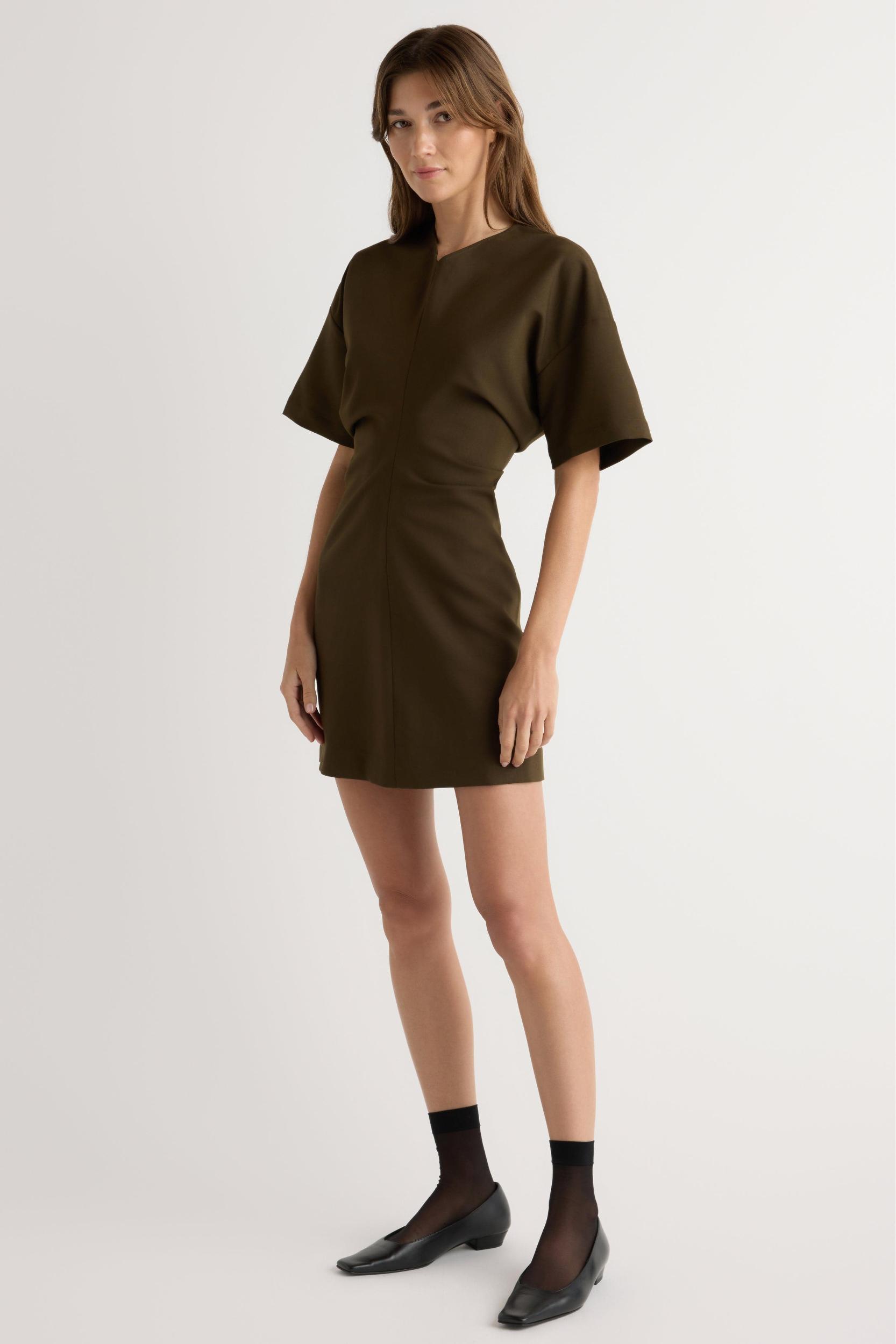 Fiore Ruched V-Neck Mini Dress Product Image