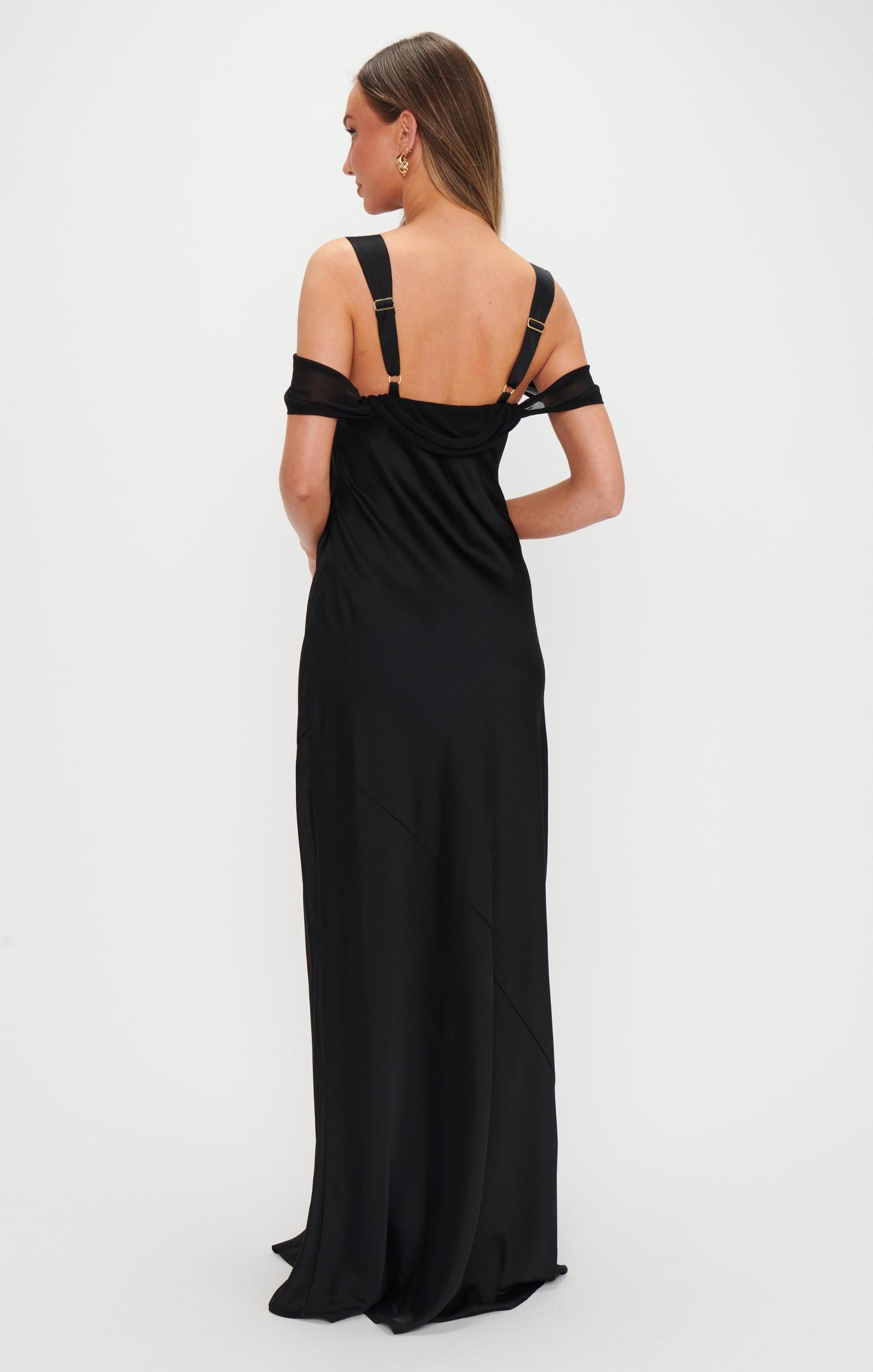 Bella Maxi Dress ~ Black Luxe Satin Product Image