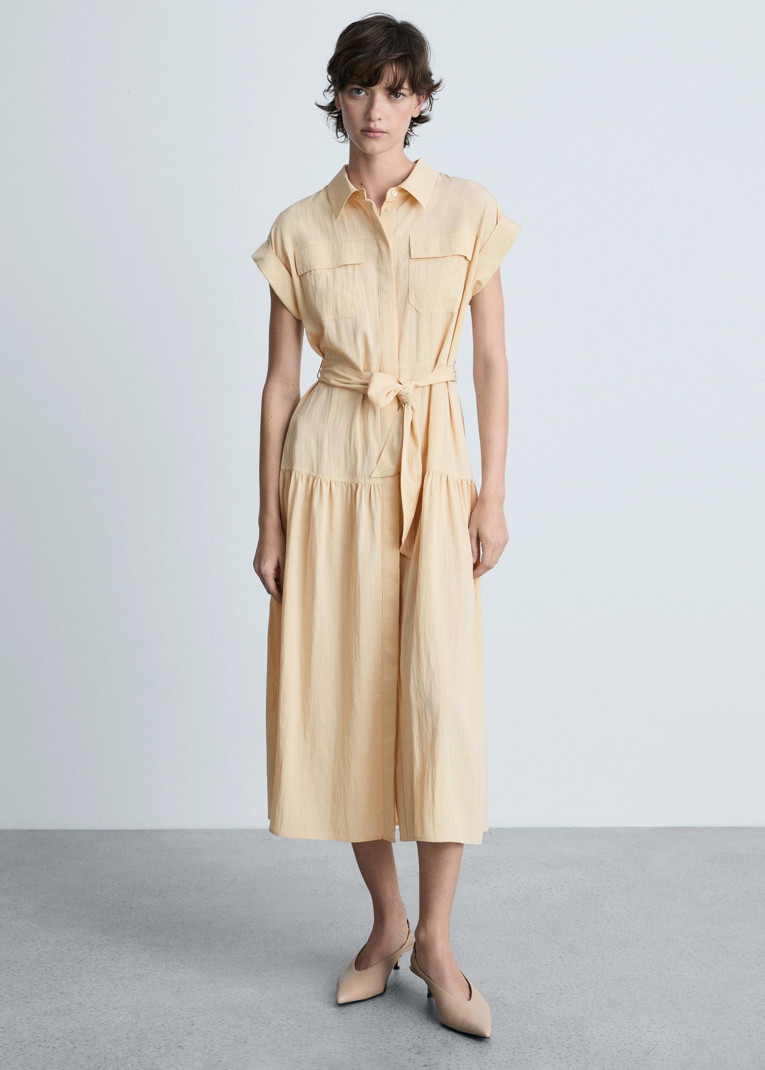 Knot detail shirt dress - Women | MANGO USA Product Image