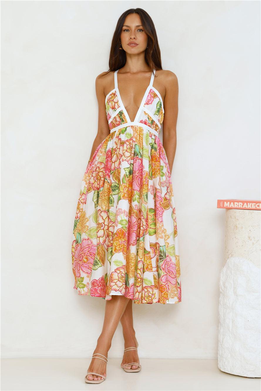 Blooming In The City Midi Dress Orange Product Image
