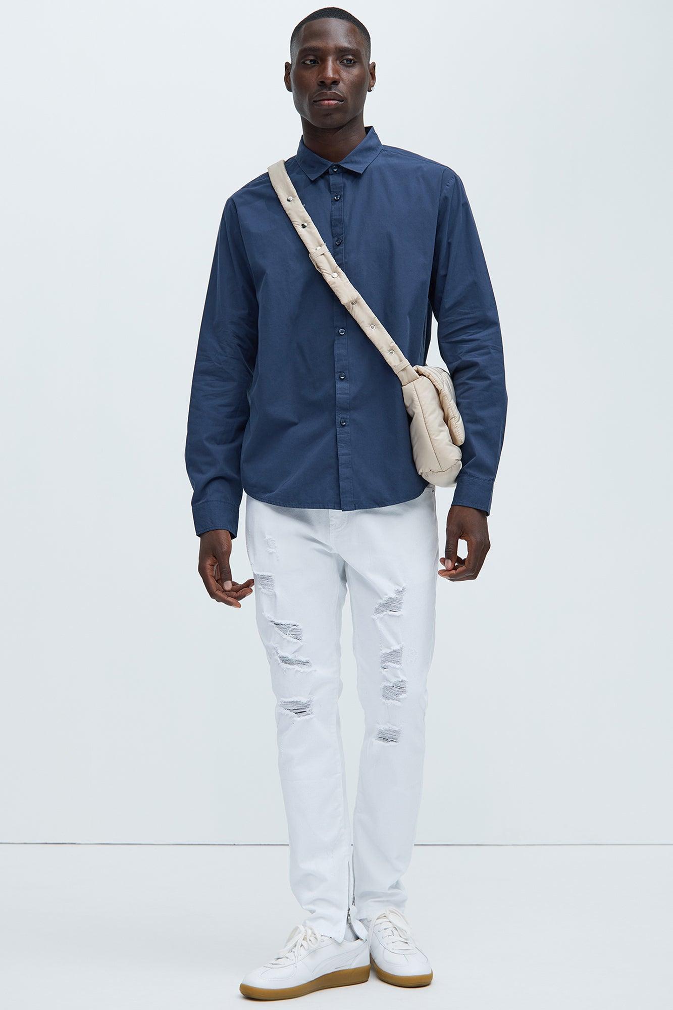 Crater Skinny Destroyed Jeans - White Product Image