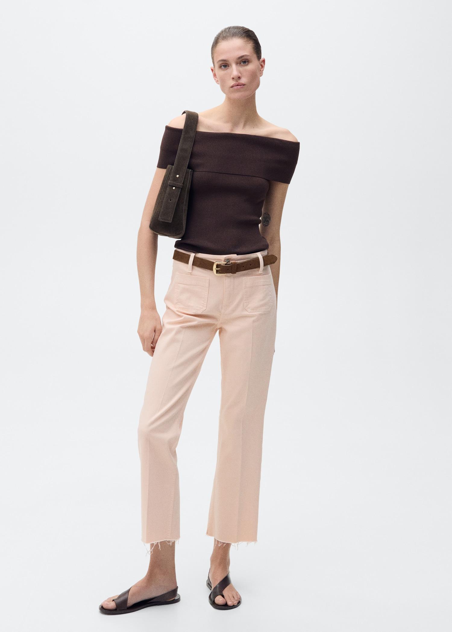 Flared cropped jeans with pockets - Women | MANGO USA Product Image