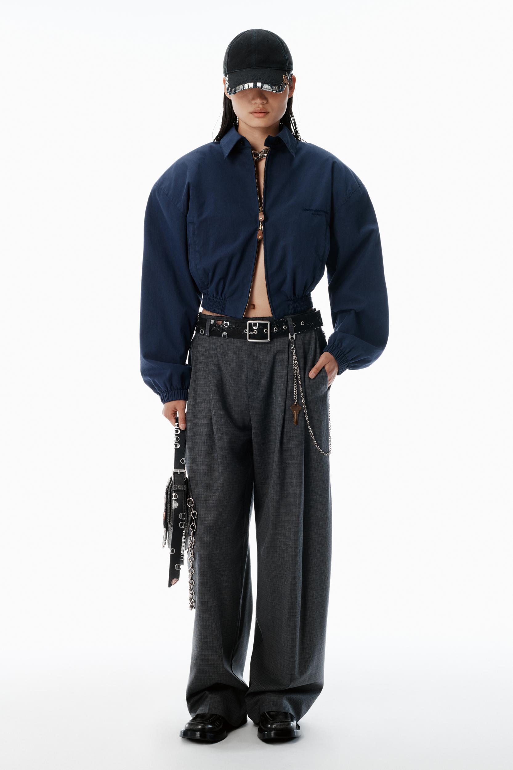 Grey Wool-blend Mid-rise Pants Product Image