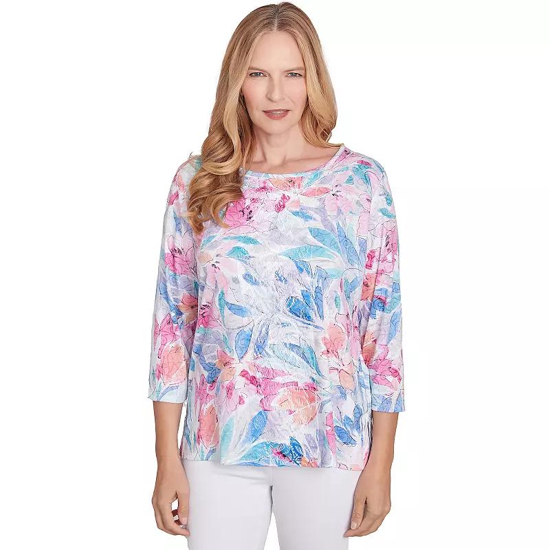 Womens Alfred Dunner Floral Spray Crewneck Top Product Image