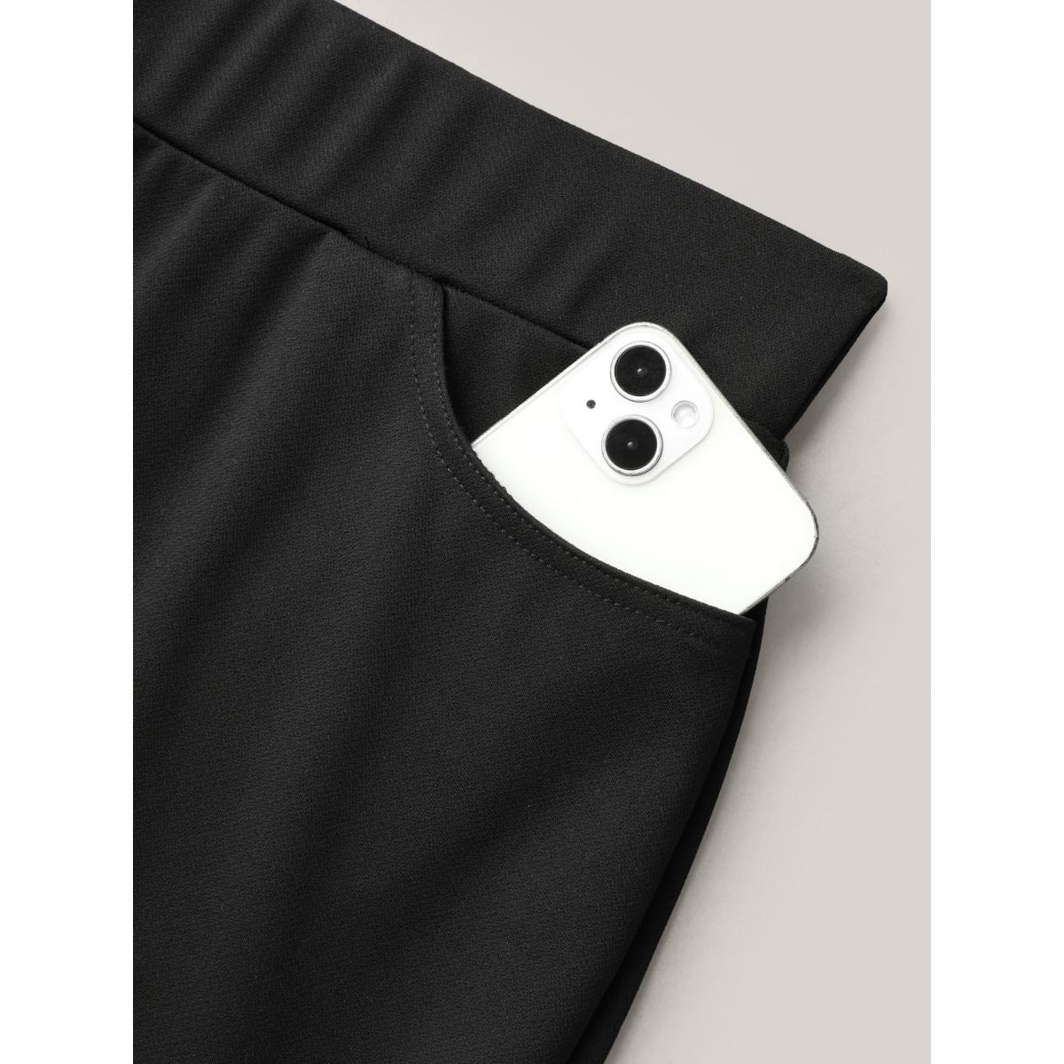 Plus Size Stretchy Waist Pockets Flared Pants Women Black Office Bootcut Mid Rise Office Pants BloomChic 14-16/1X Product Image