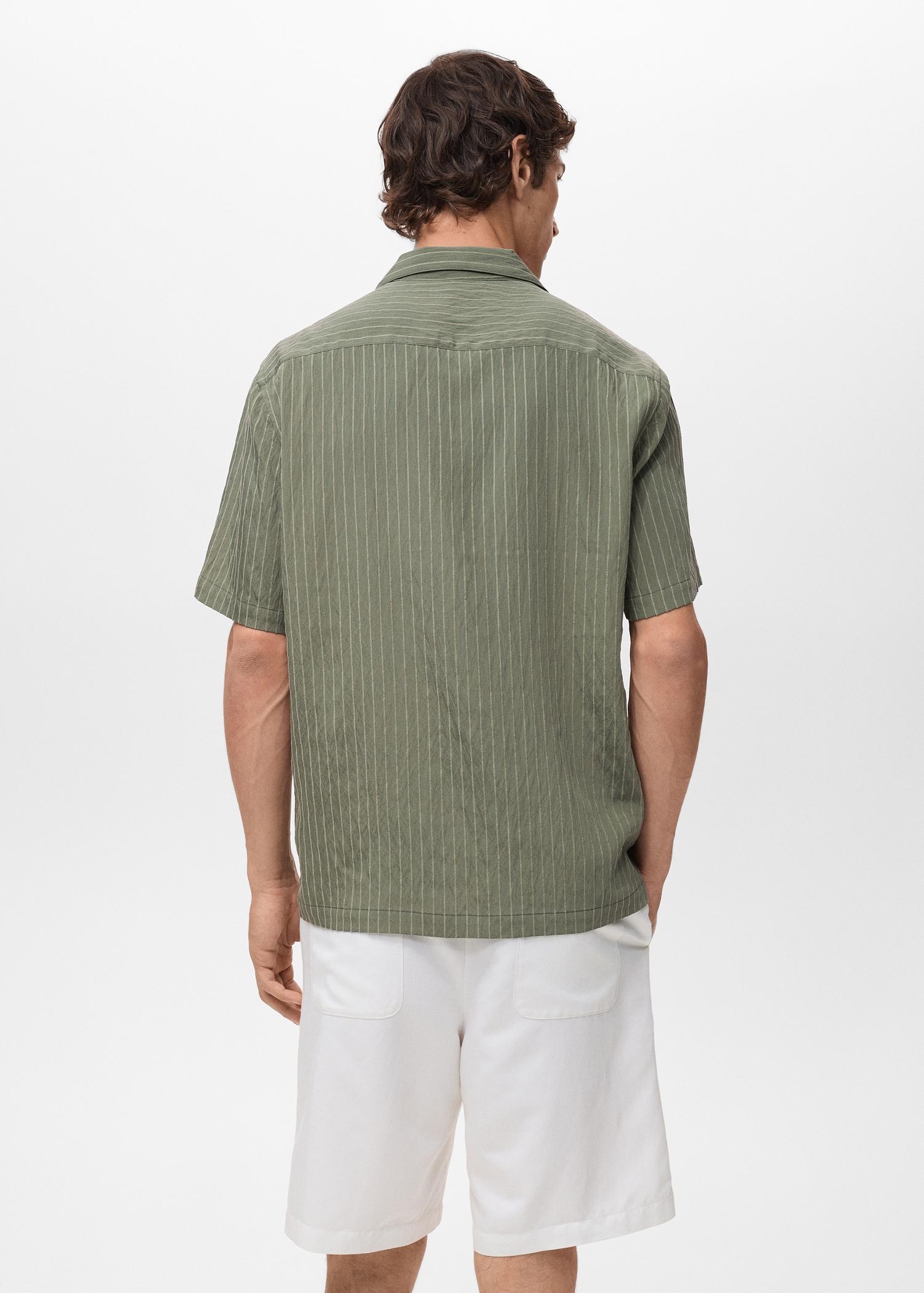 Short sleeve striped shirt - Men | MANGO USA Product Image
