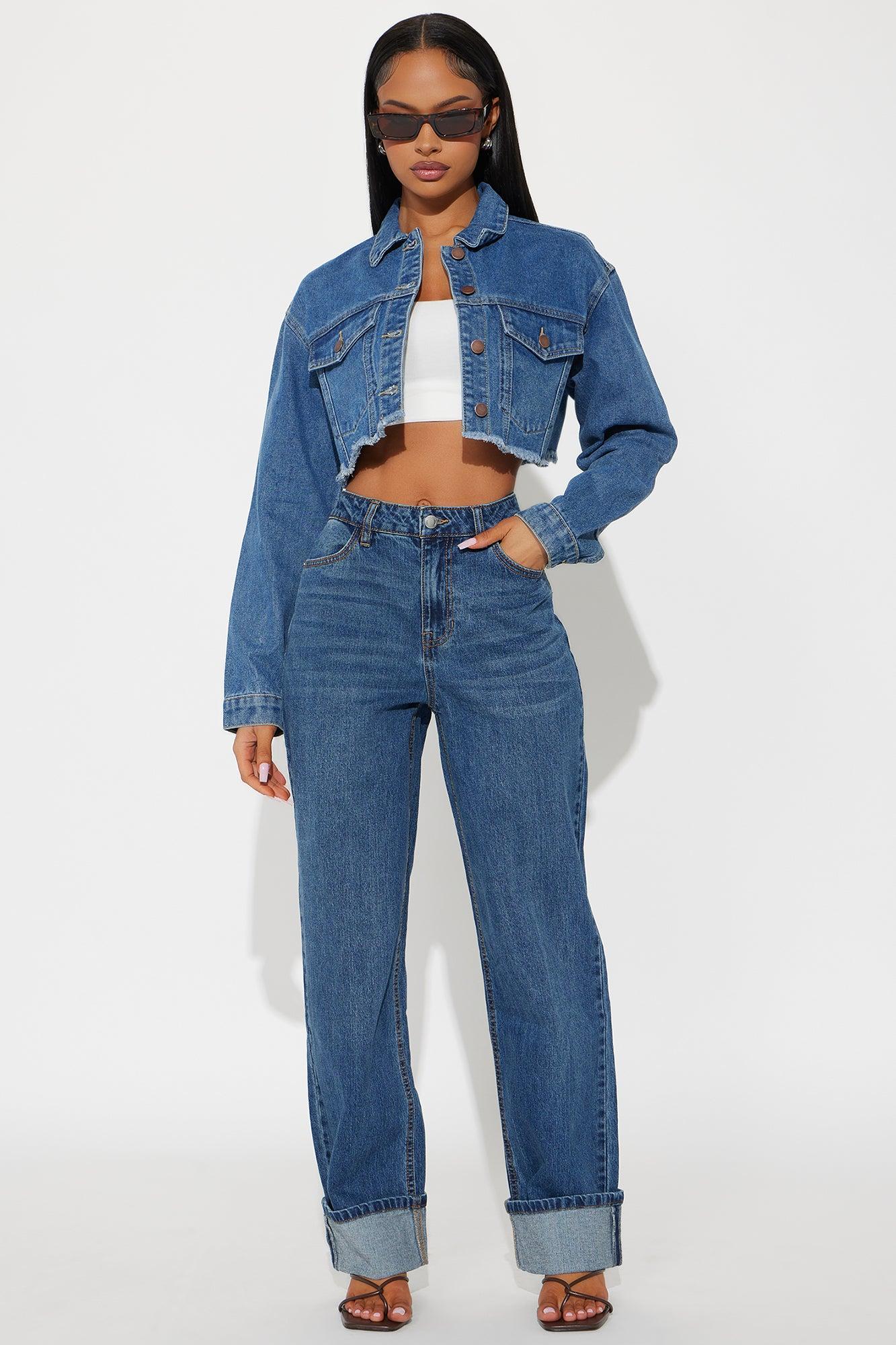 So Distressed Cropped Denim Jacket - Medium Wash Product Image