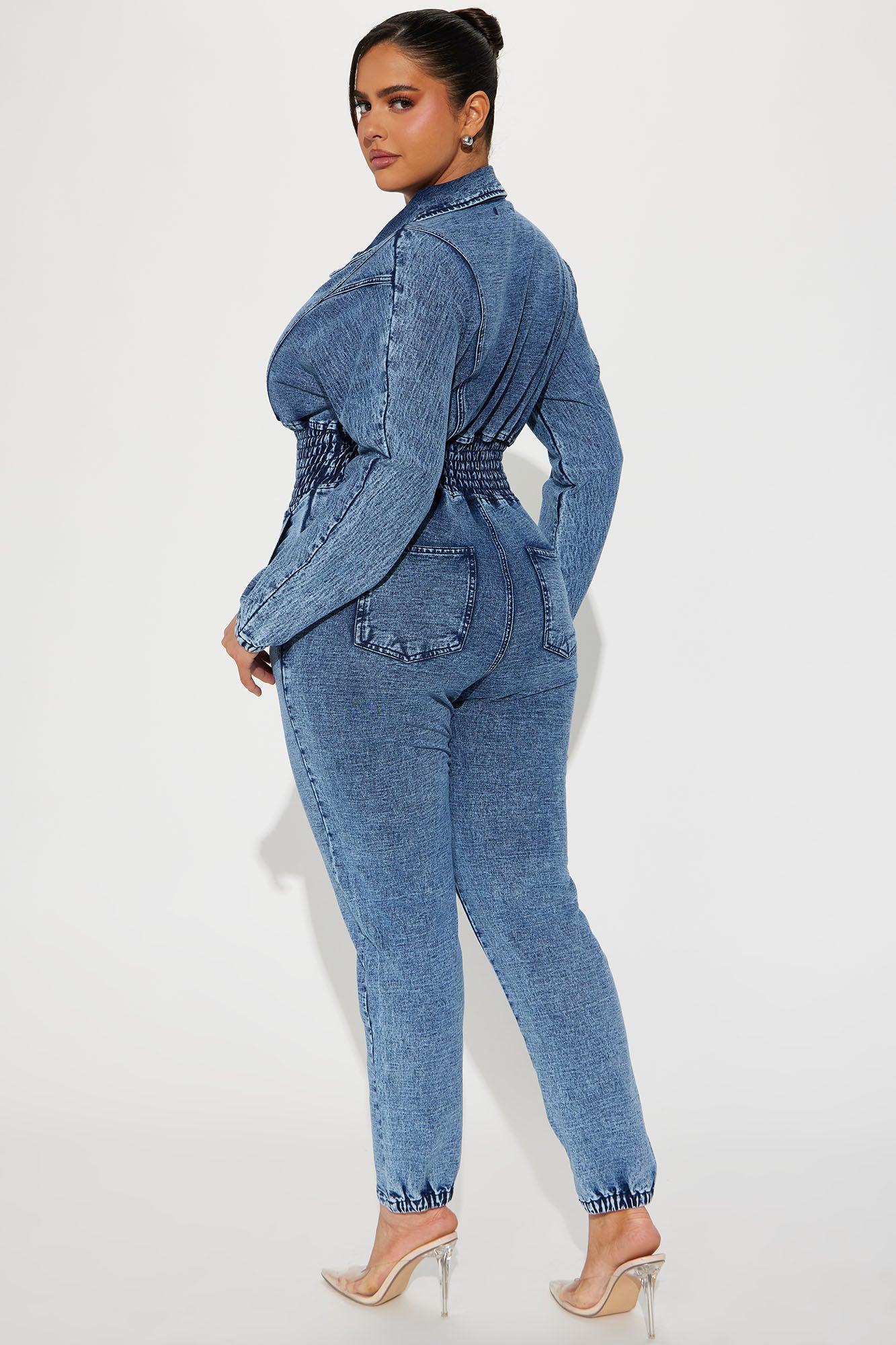 Not Too Late Denim Jumpsuit - Medium Wash Product Image