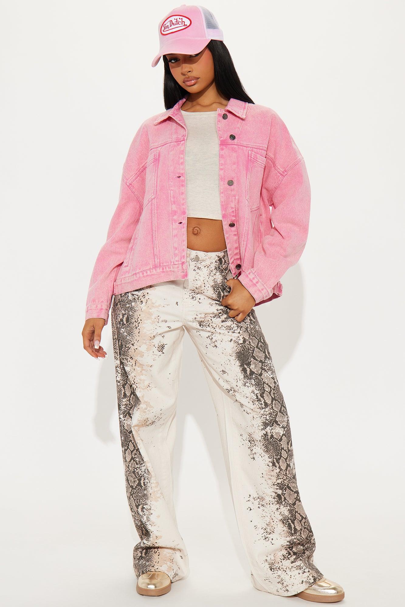 So Laid Back Washed Denim Jacket - Pink Product Image