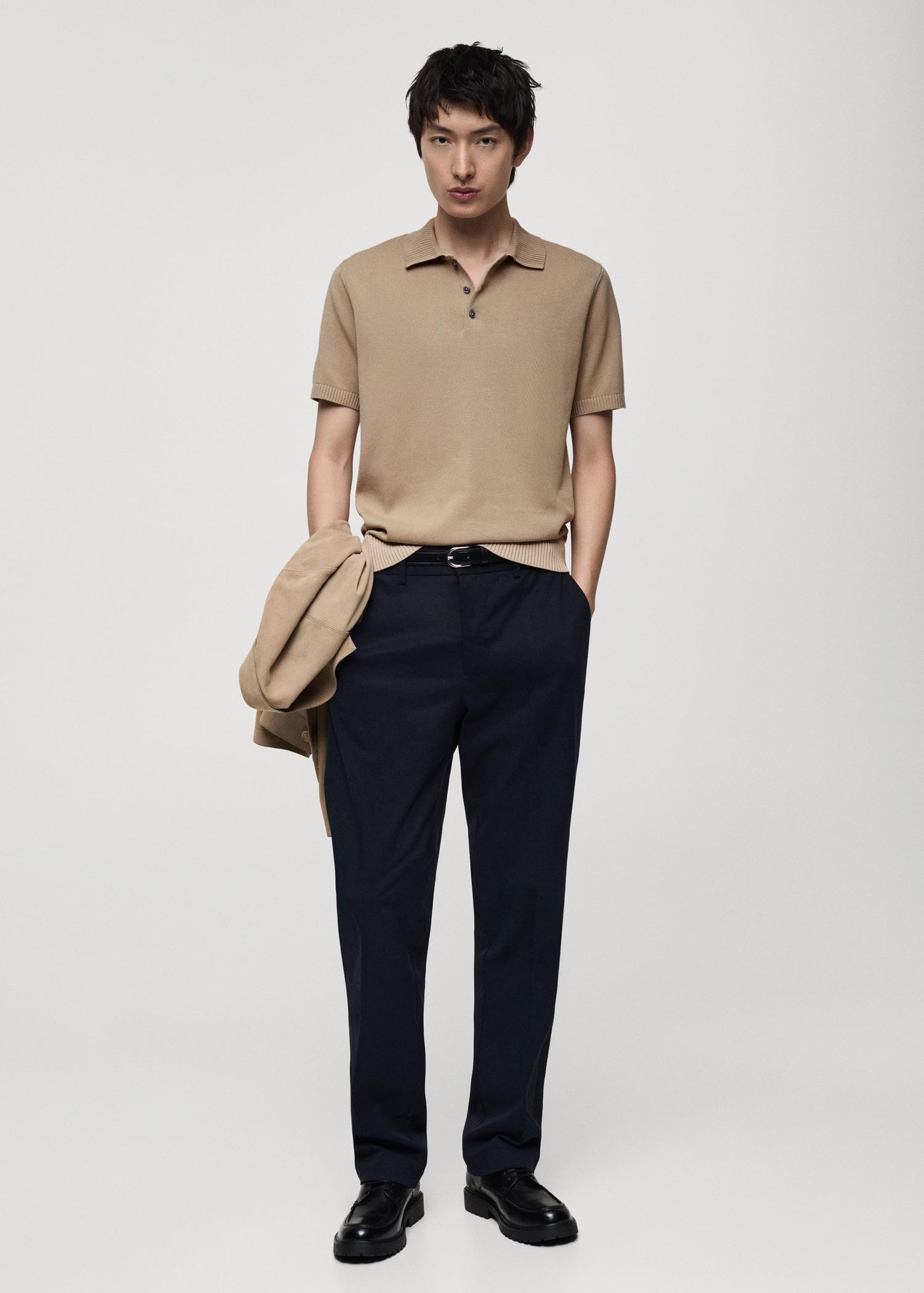 100% cotton knitted polo shirt - Men | MANGO USA Product Image