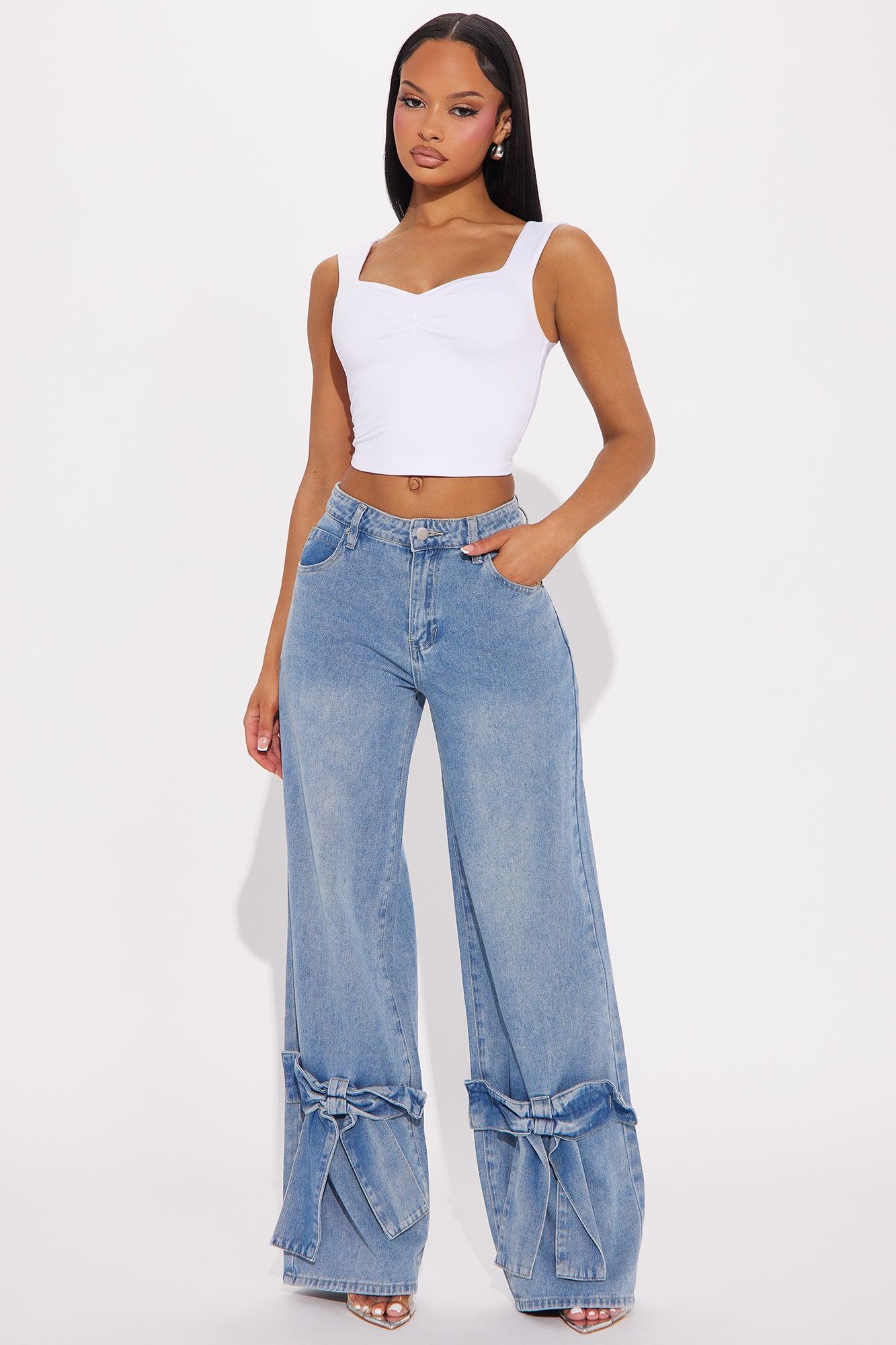 Take a Bow Wide Leg Jean - Medium Wash Product Image