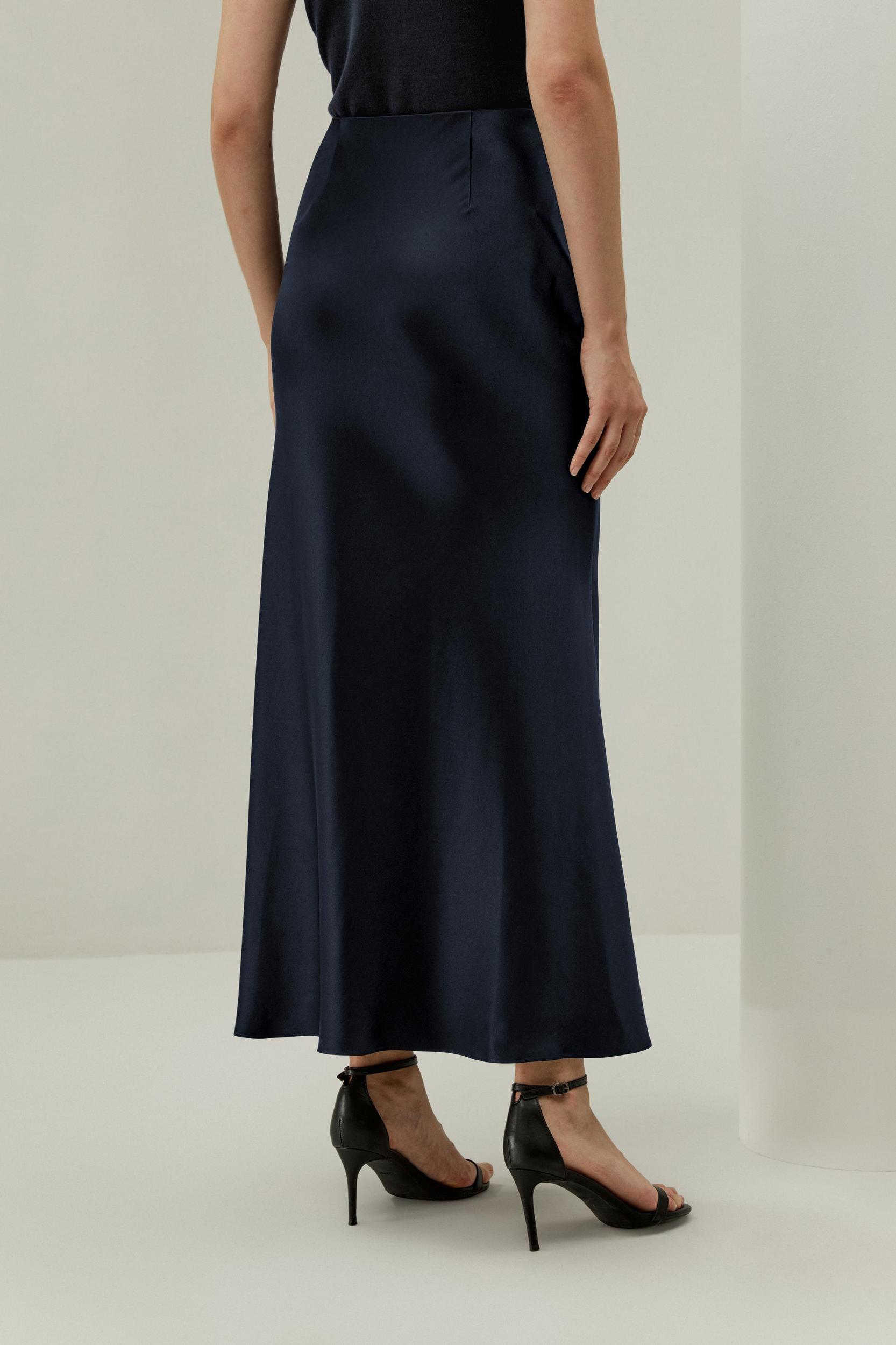 LILYSILK Silk Skirt - Female - Midnight Blue Pure Natural Silk - Fashion Straight-Cut Skirt In Flare Hem Skirt 6 Product Image