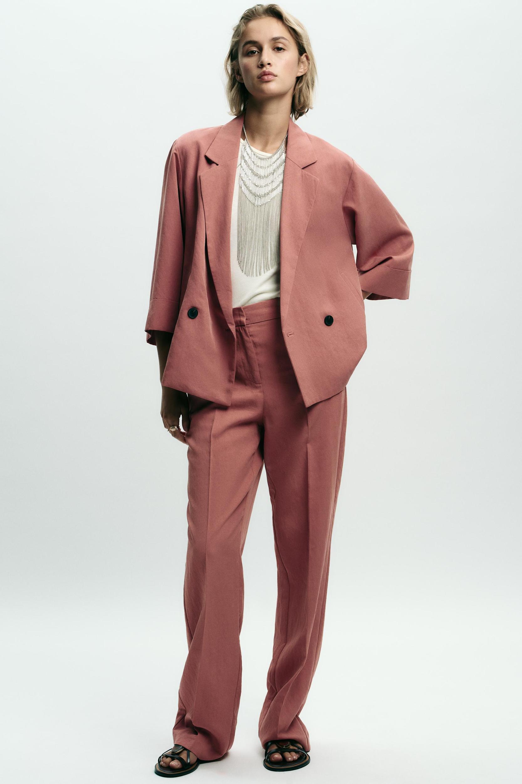 DOUBLE-BREASTED FRENCH SLEEVE BLAZER Product Image