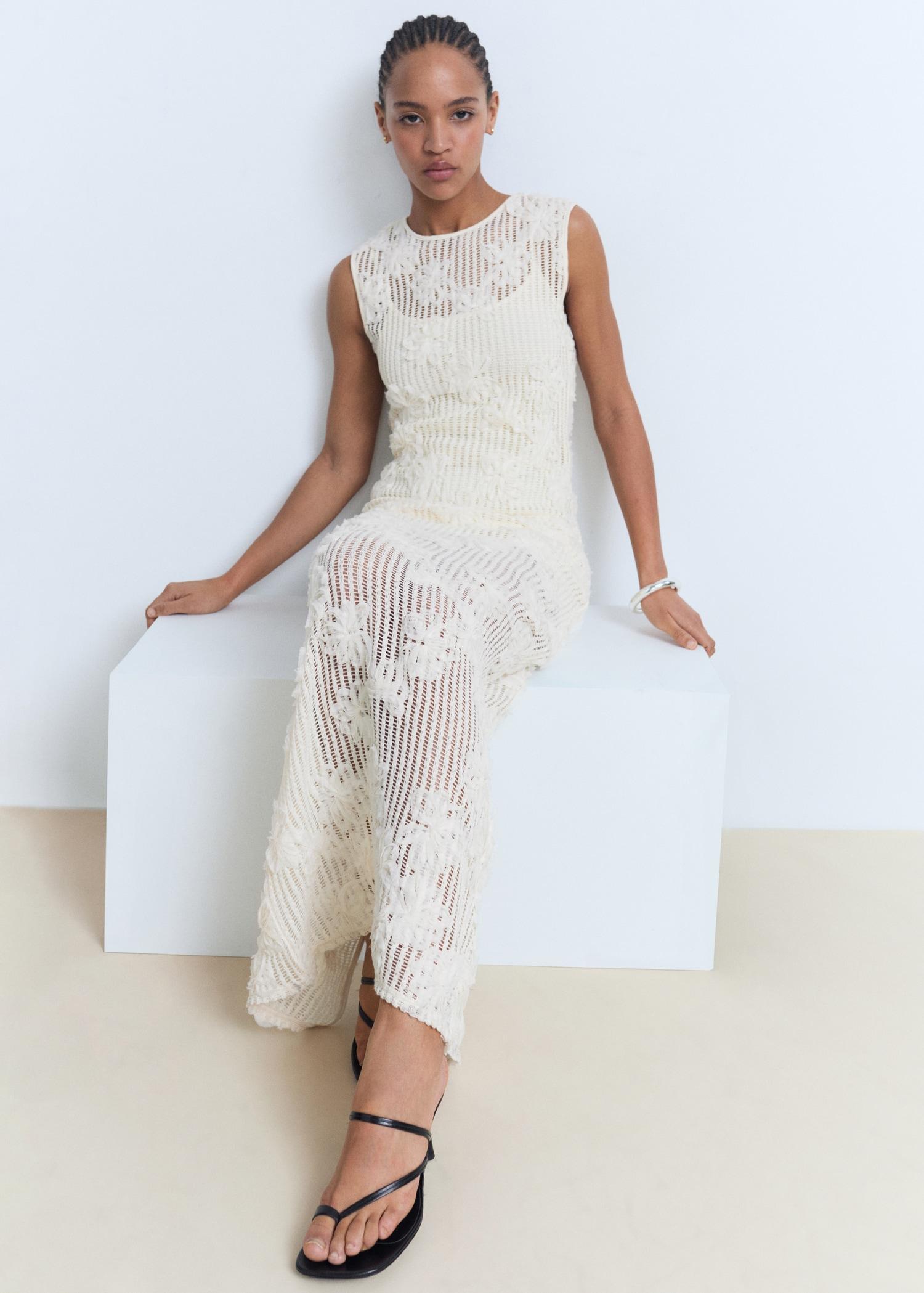 Floral crochet dress - Women | MANGO USA Product Image