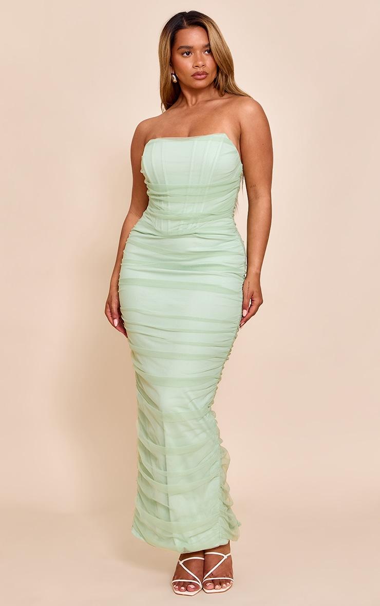  Shape Sage Mesh Corseted Bandeau Maxi Dress Product Image