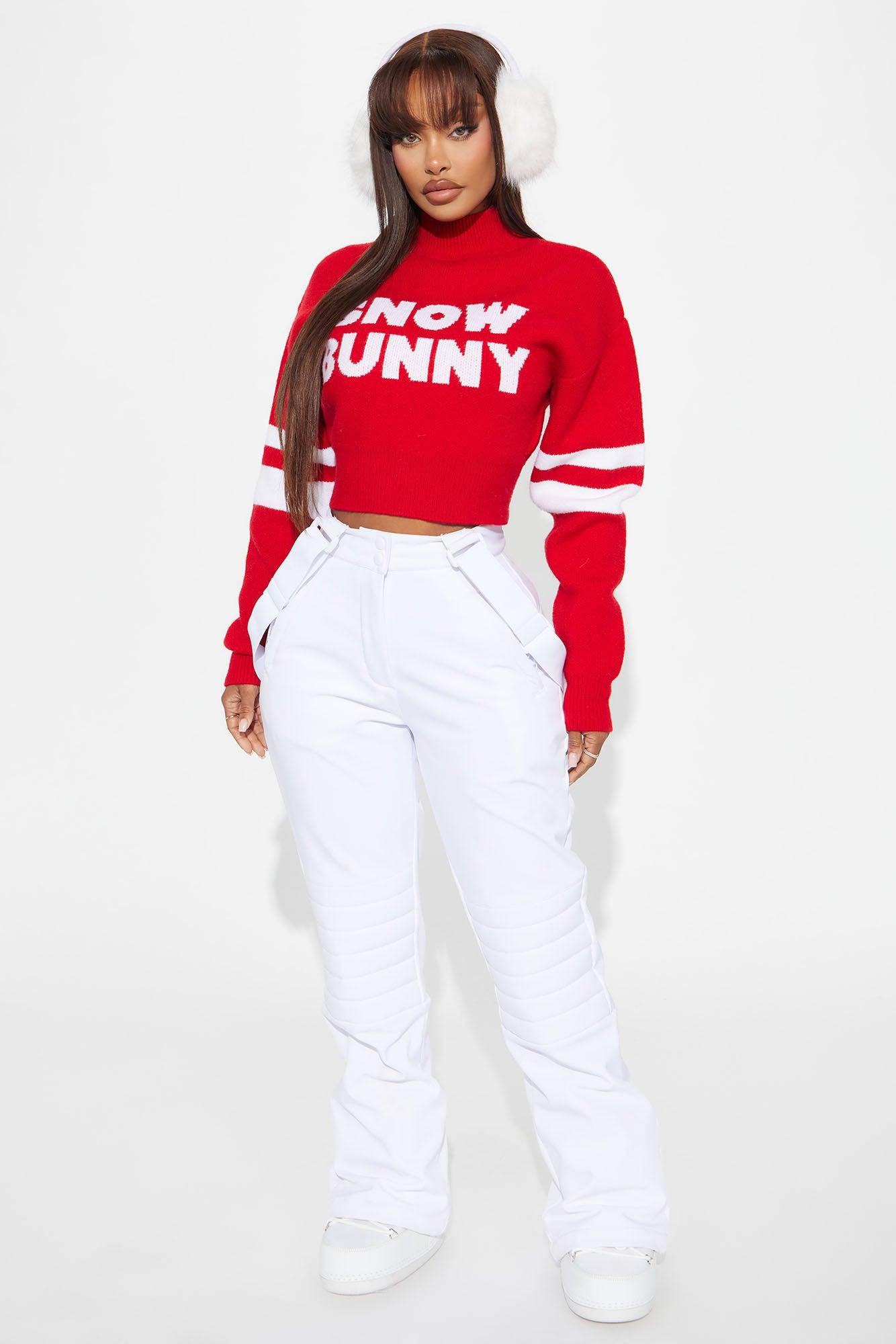 Snow Bunny Cropped Sweater - Red Product Image