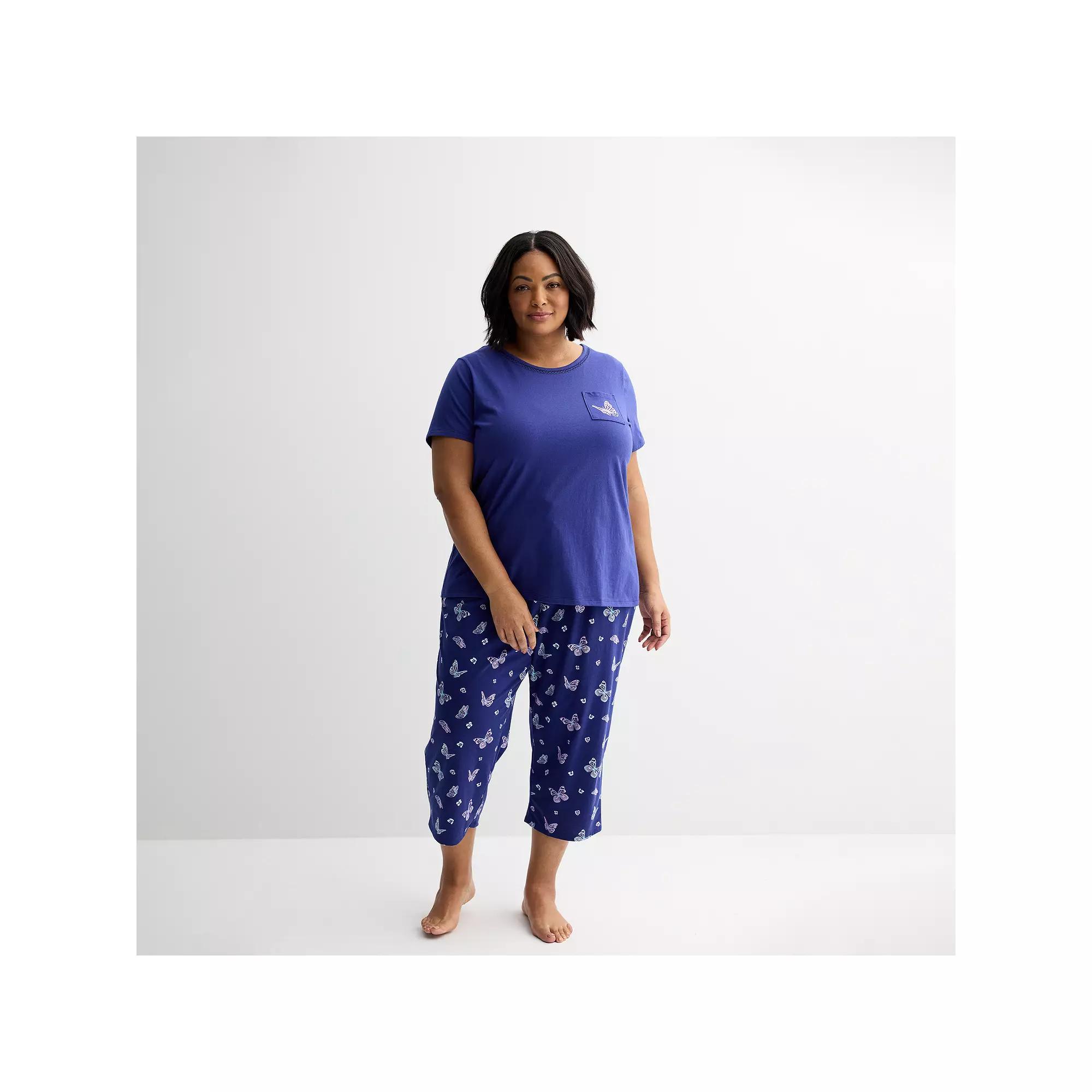 Plus Size Croft & Barrow® Mom's Day Pocket Sleep Set, Women's, Size: 3XL, Butterfly Dream Product Image