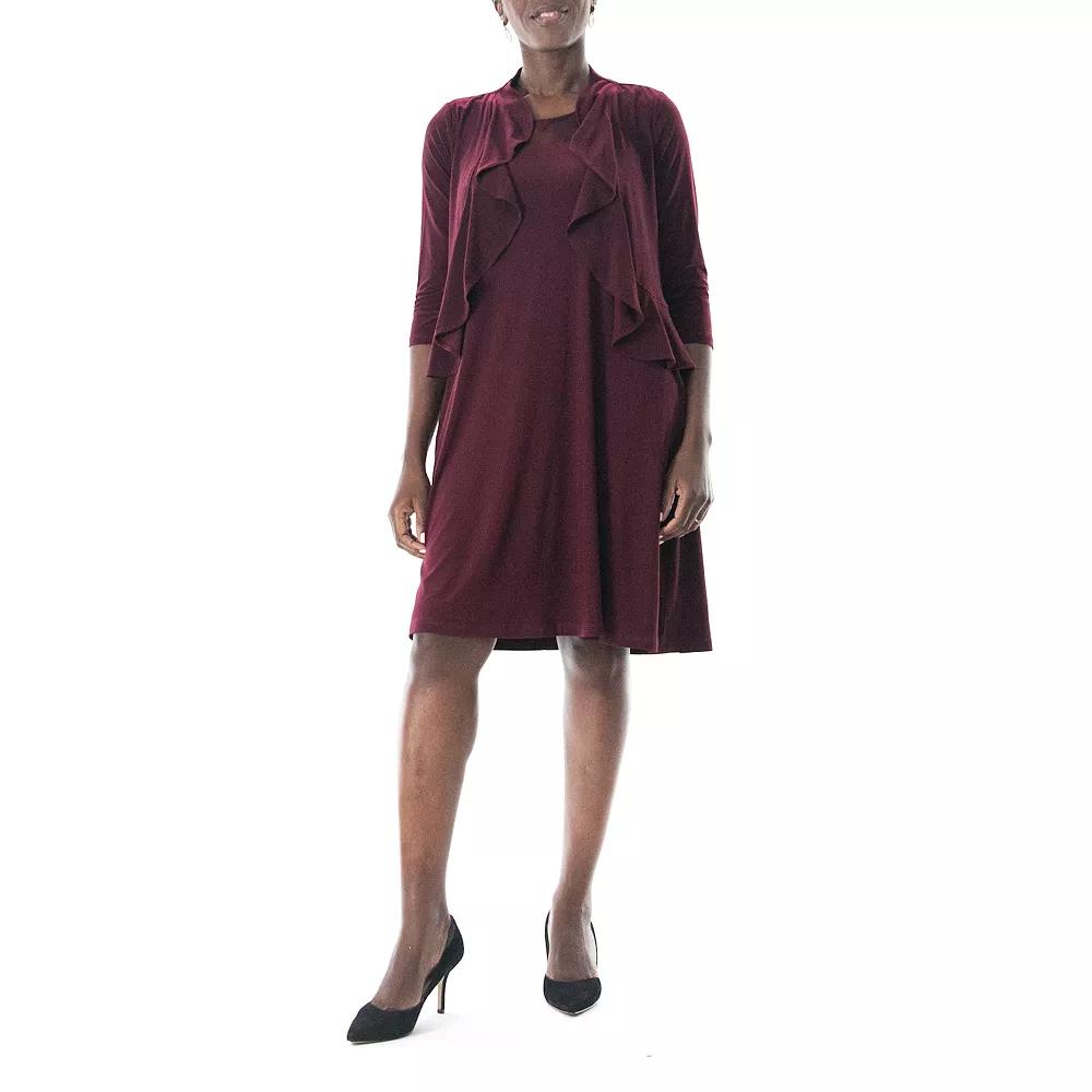 Women's Nina Leonard Ruffle Bolero & Dress Set,  Product Image