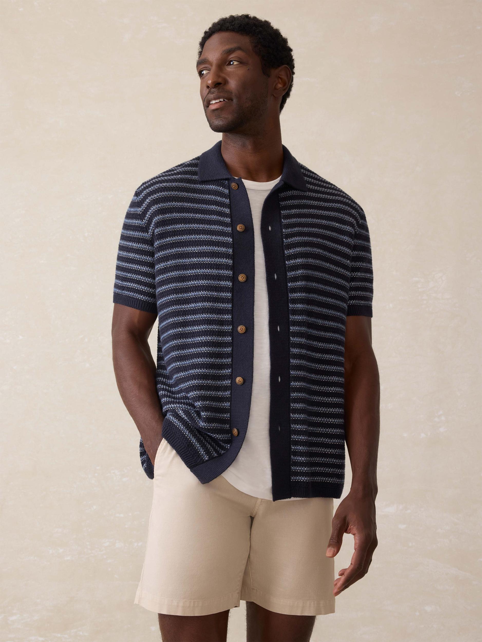 Short-Sleeve Sweater Shirt - Northern Depths Stripe Male Product Image