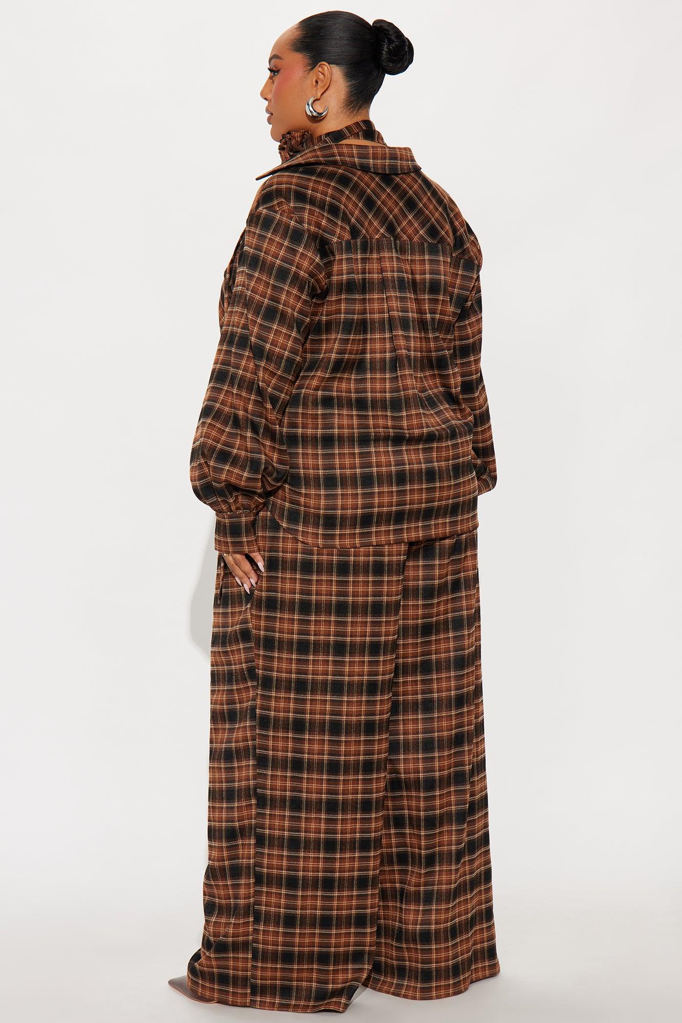 Zakai Plaid Pant Set - Brown Combo Female Product Image
