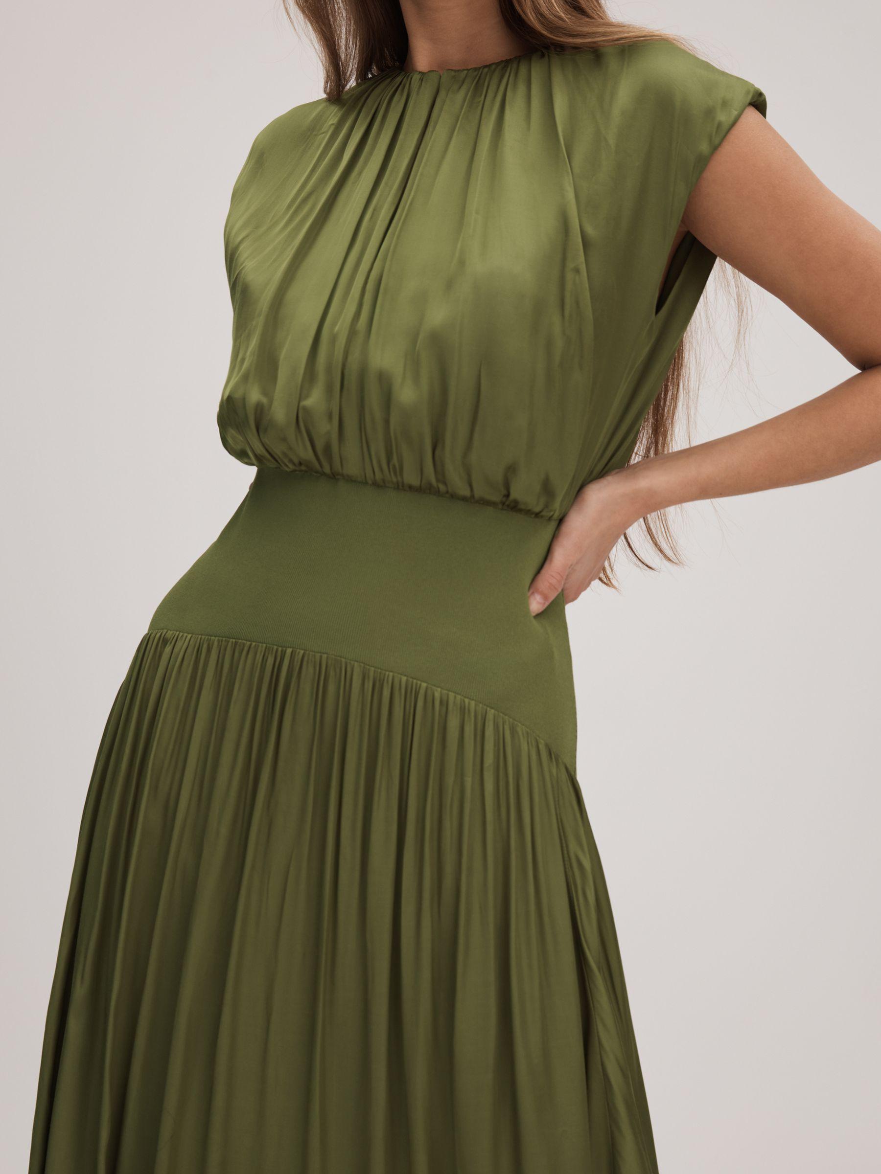 Florere Dropped Waist Midi Dress in Khaki Product Image
