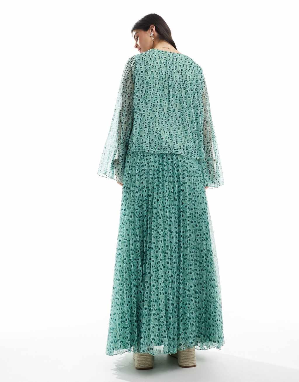 ASOS DESIGN volume pleated maxi skirt in floral print - part of a set Product Image