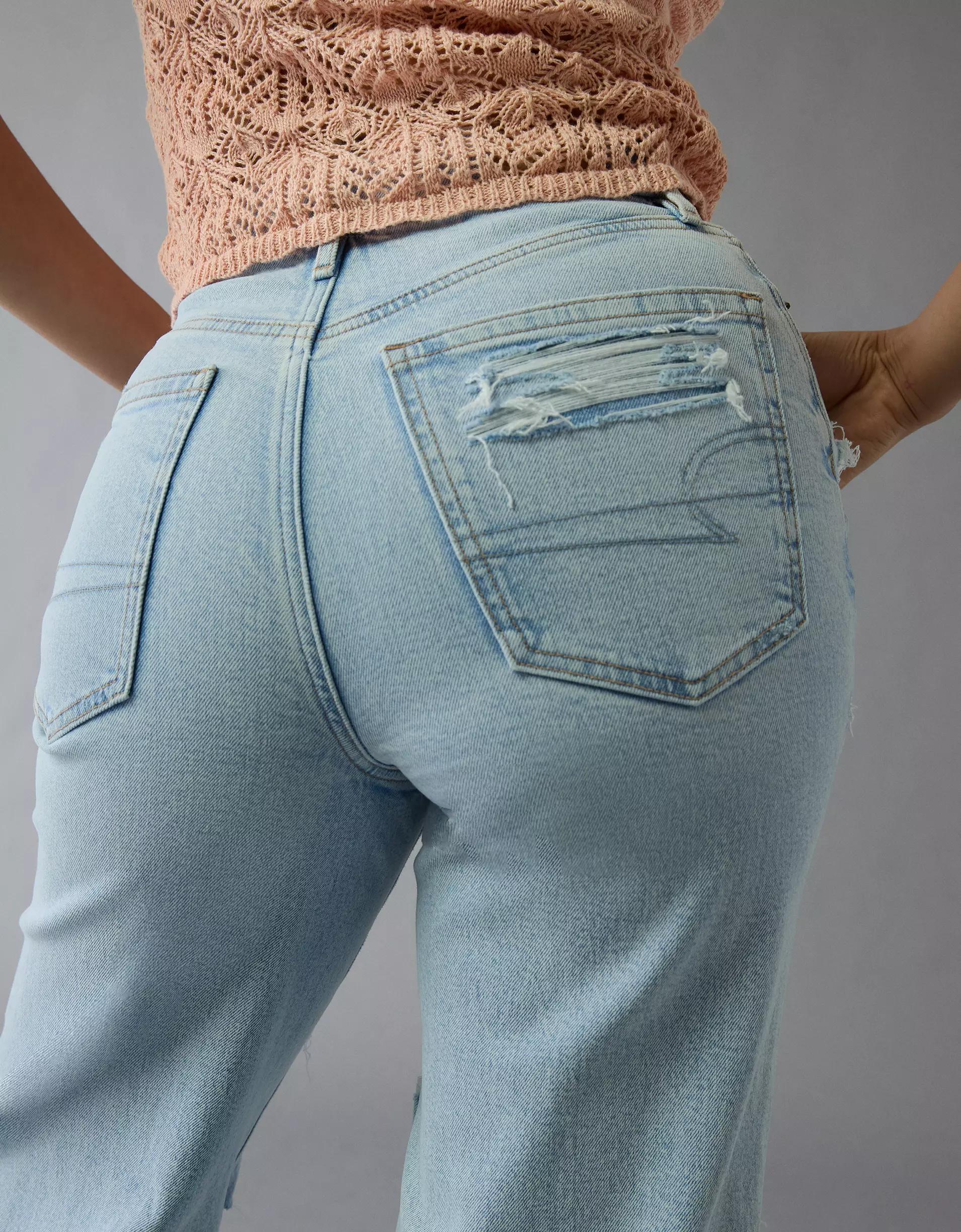AE Strigid Curvy Ripped Super High-Waisted Baggy Straight Jean Product Image