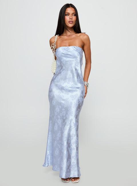 Haley Maxi Dress Blue Jacquard Product Image