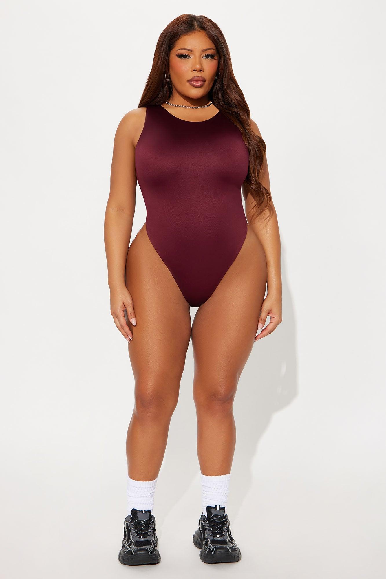 Contour Double Lined Scoop Neck Bodysuit - Wine Female Product Image