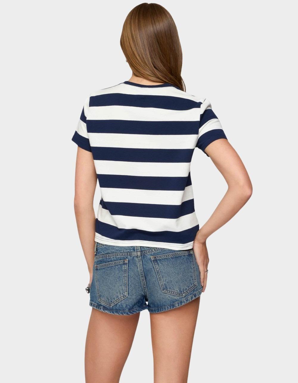 EDIKTED Valetta Oversized Striped Tee - NAVY Product Image