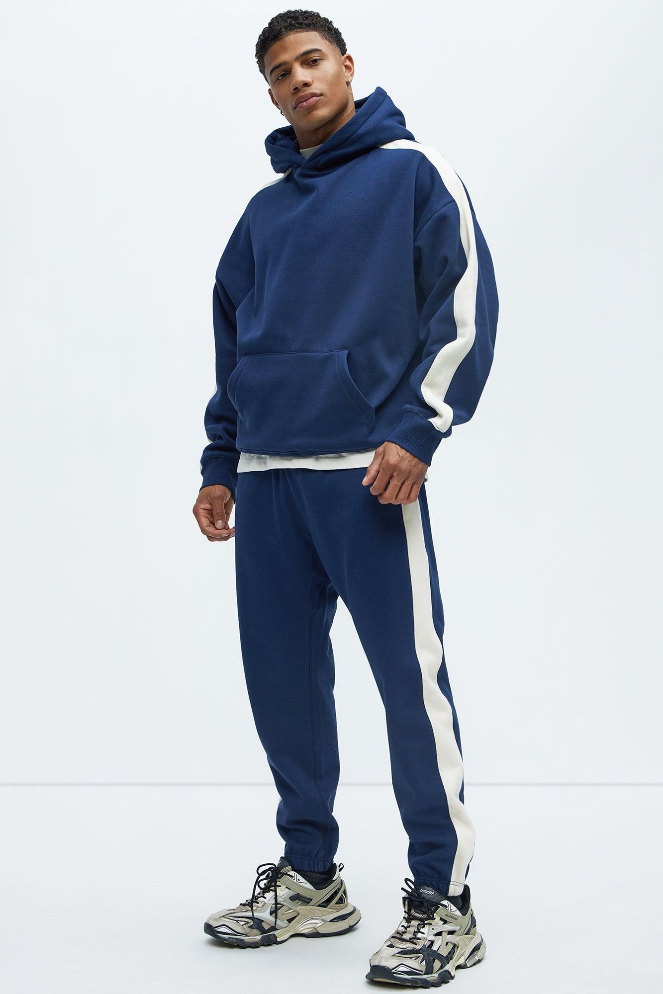 Tyson Heavyweight Striped Jogger - Navy Product Image