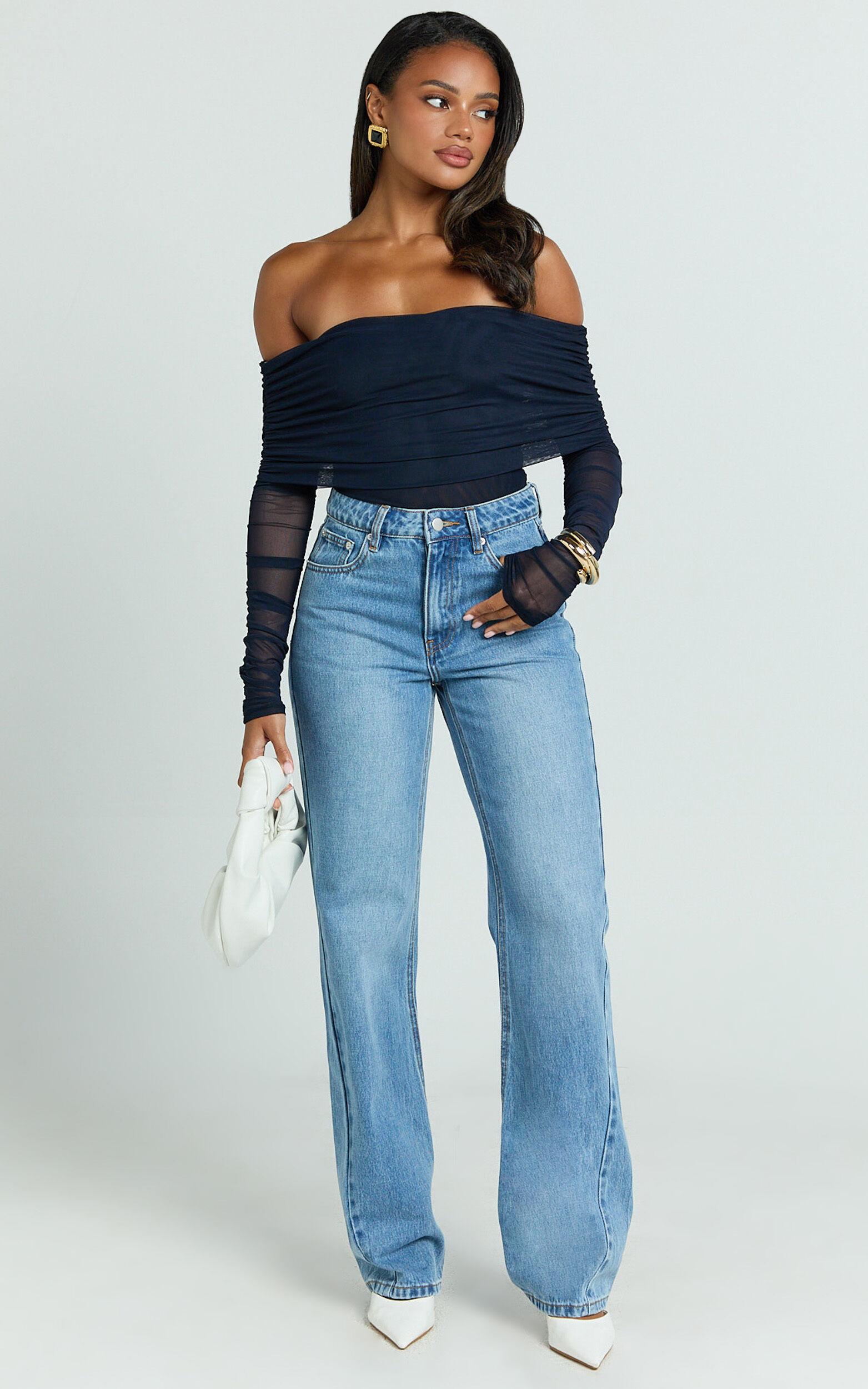 Abbie Jeans - Mid Rise Straight Leg Recycled Denim Jeans in Mid Blue Wash Product Image