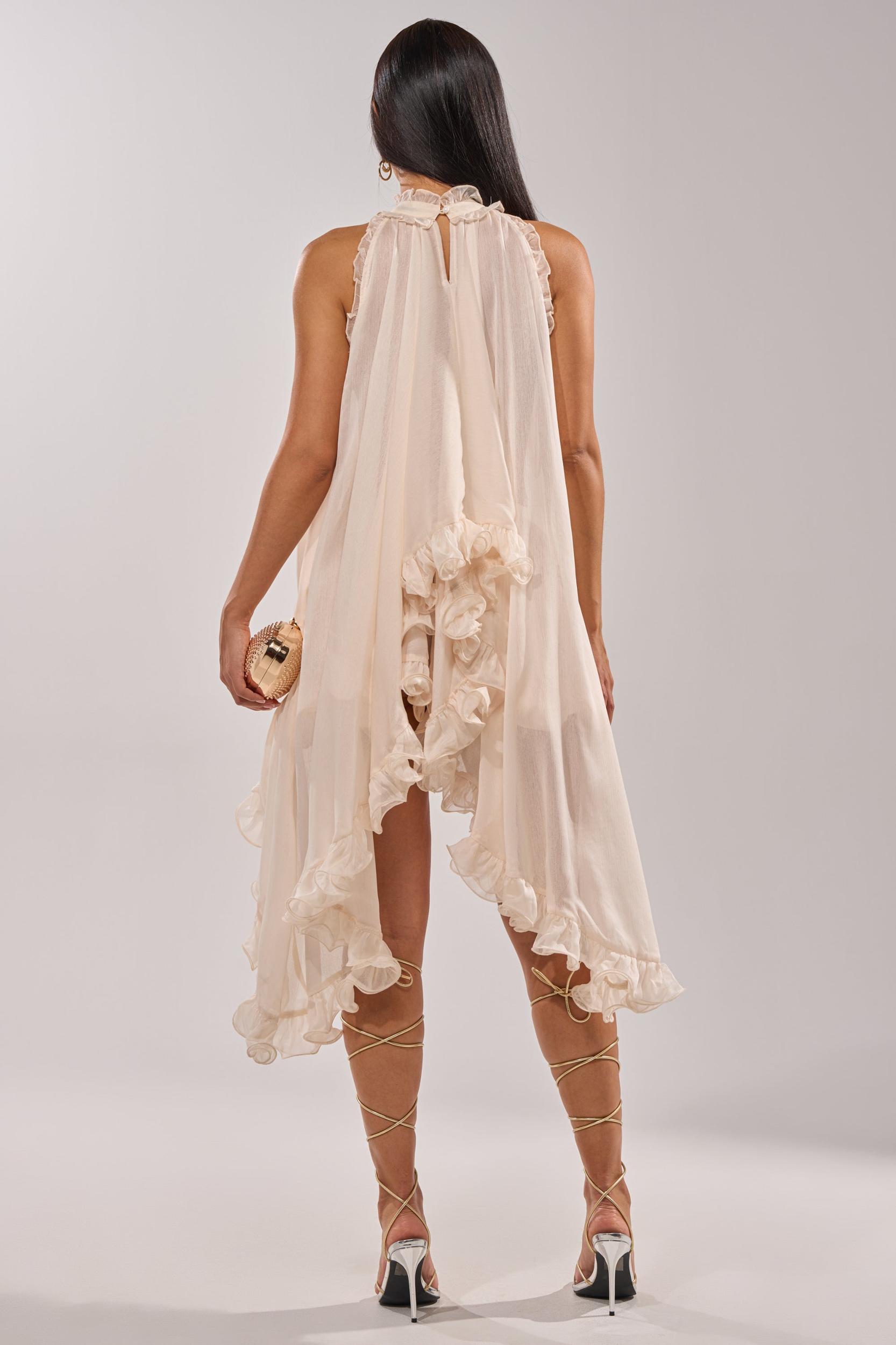 TALK TO ME HIGH LOW MESH BLOUSE Product Image