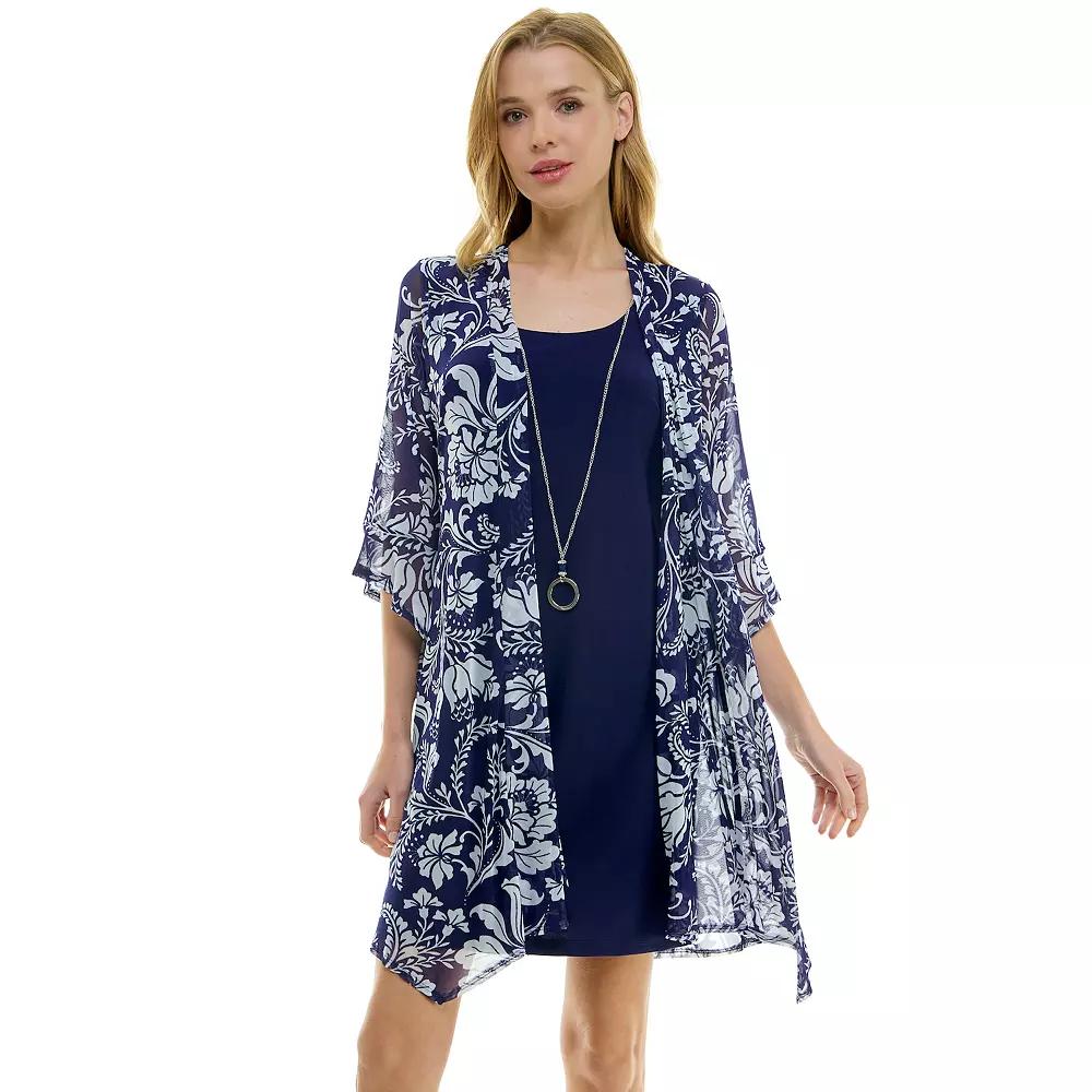 Women's Luxology 2-Piece 3/4 Bell Sleeve Cardigan & Dress Set,  Product Image