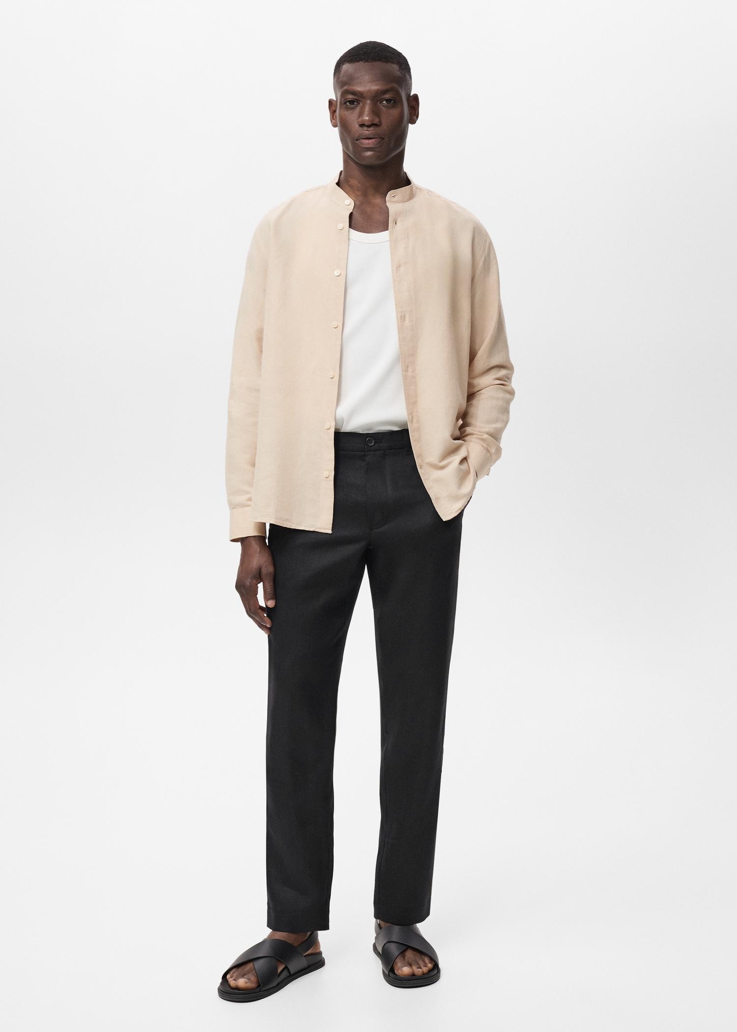 Slim-fit 100% linen pants - Men | MANGO USA Product Image