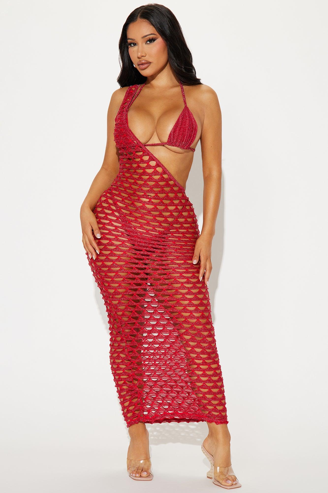 Summer Glow Shimmer 3 Piece Bikini Set - Red Product Image