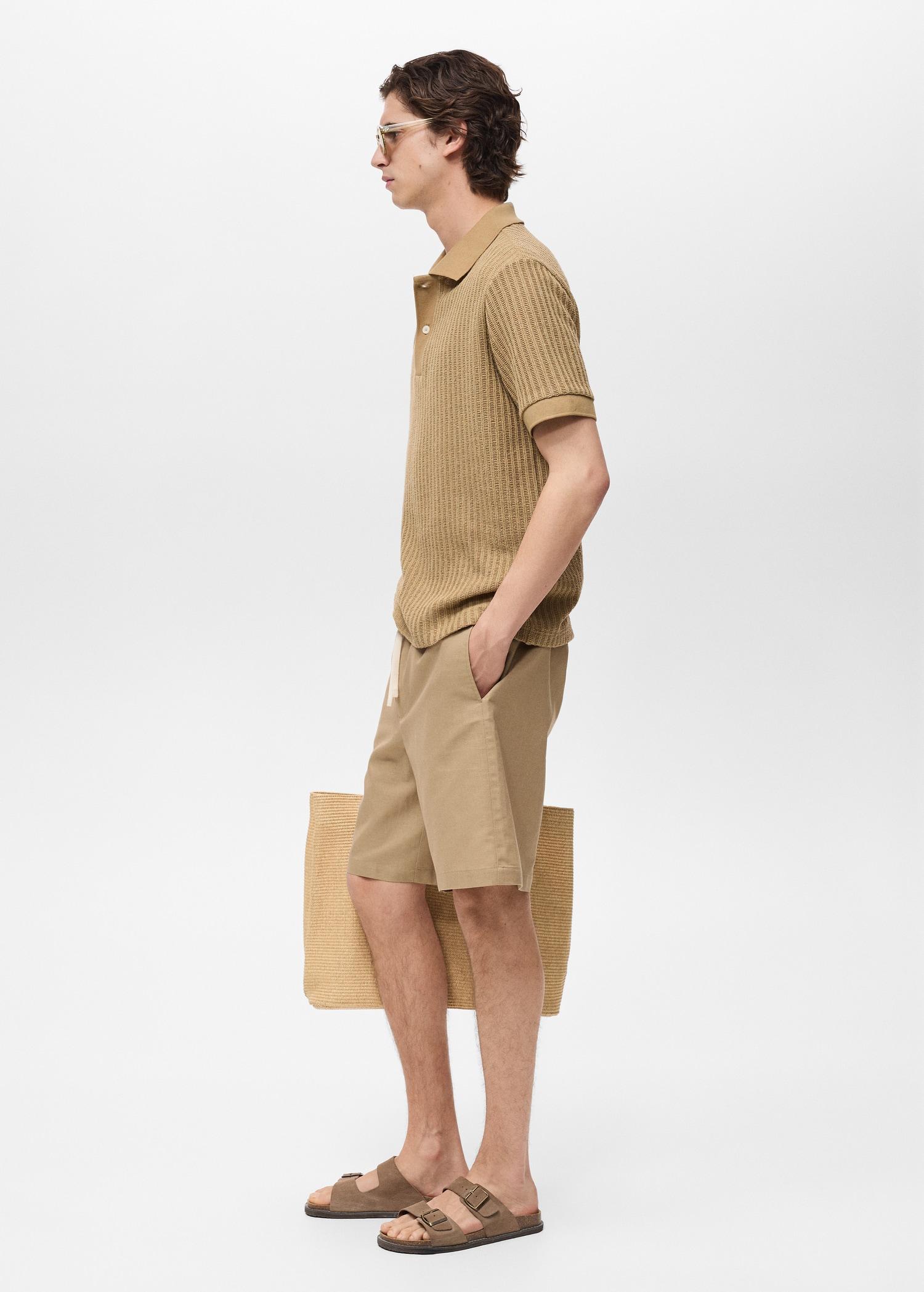 Thick rib-knit polo shirt - Men | MANGO USA Product Image