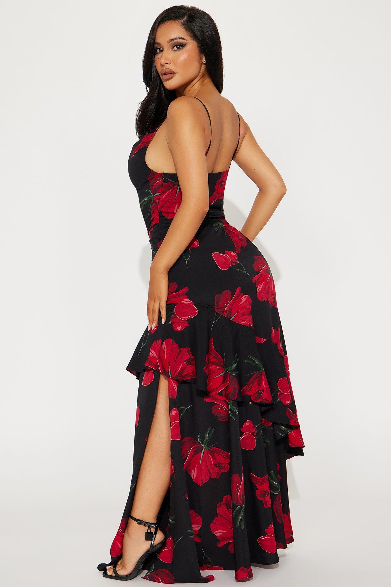 Positano Floral Chiffon Maxi Dress - Black/combo Product Image