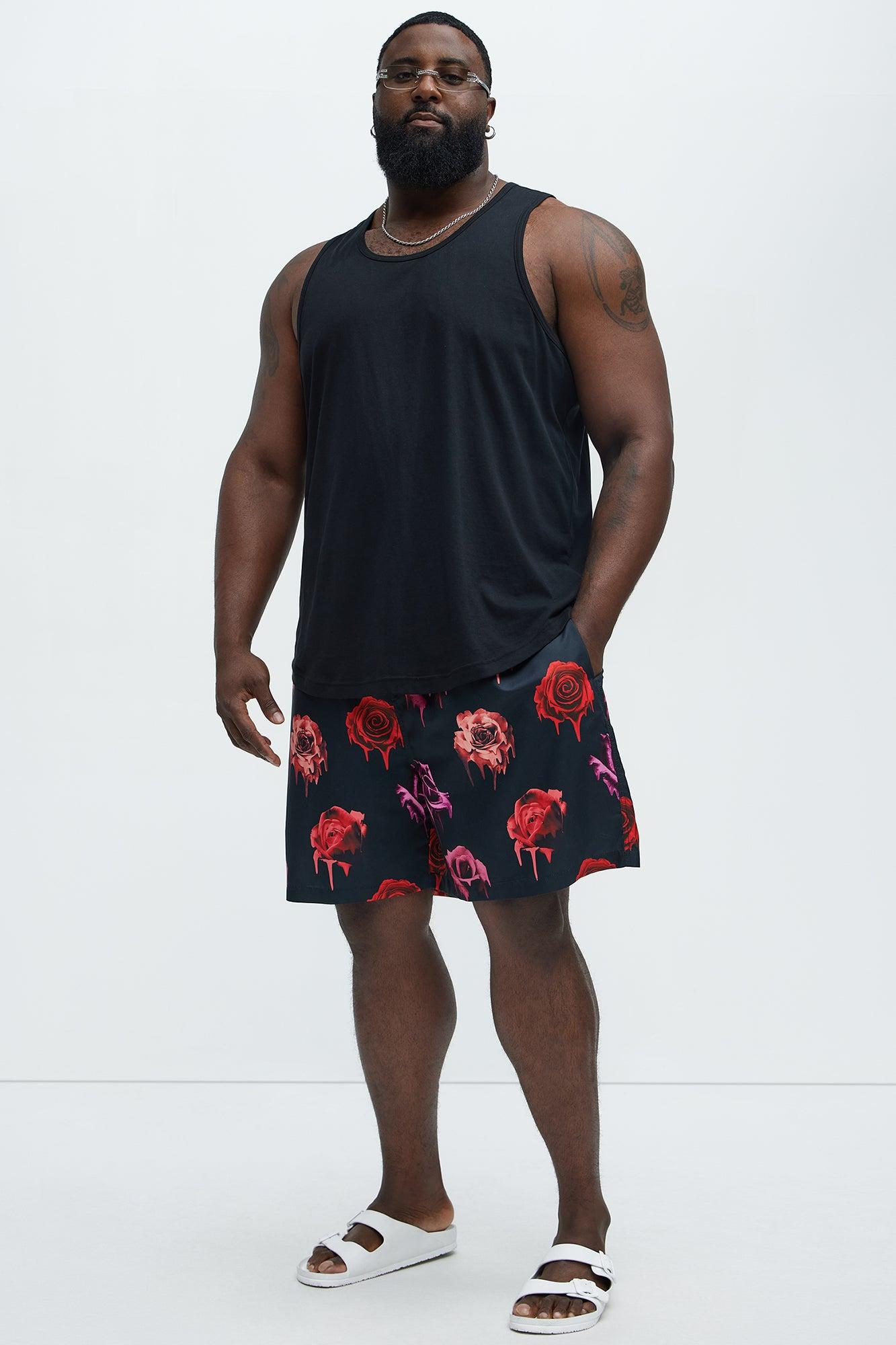 Melting Roses Swim Mid Trunk - Black Product Image