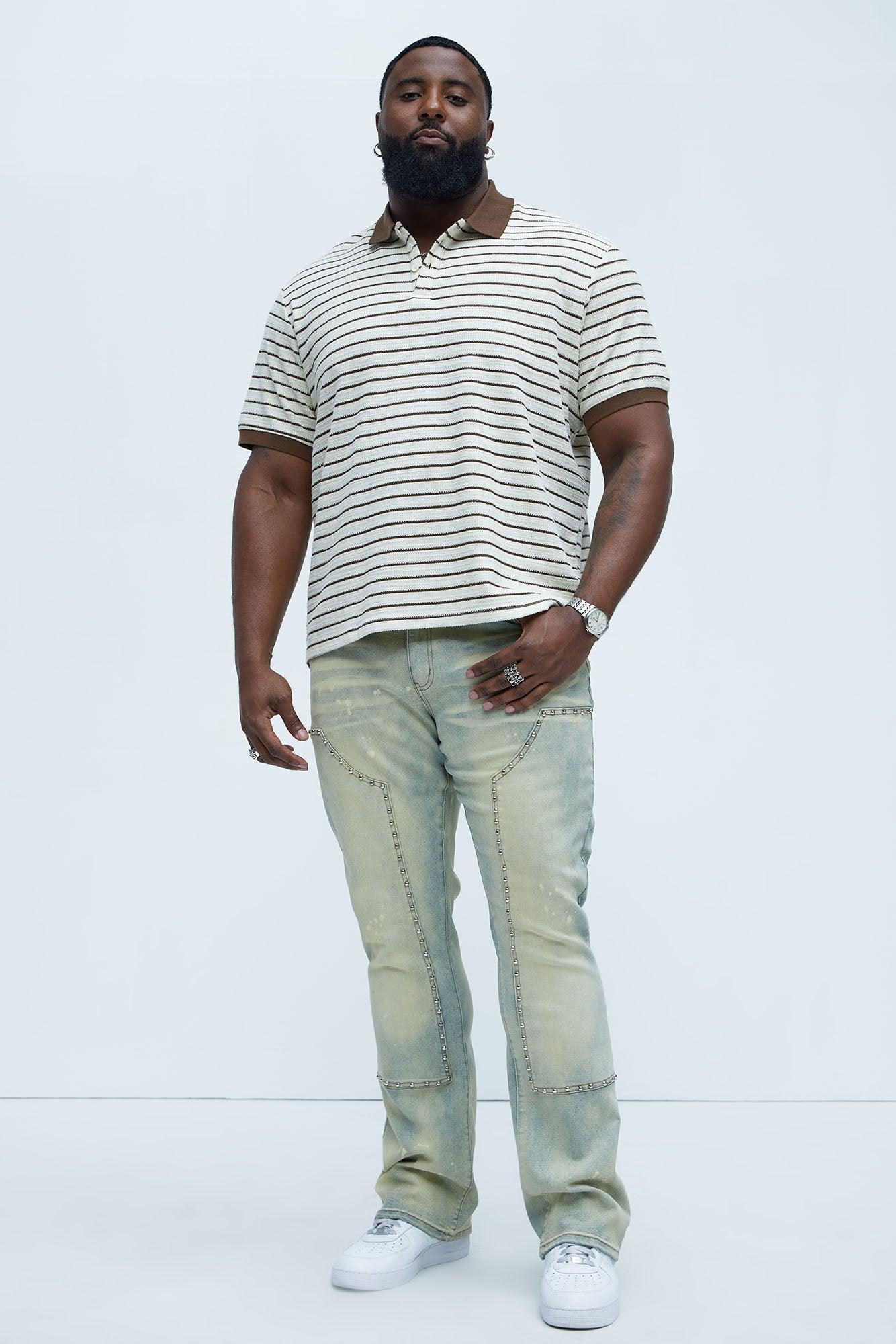 Terry Striped Polo Shirt - Cream/combo Product Image